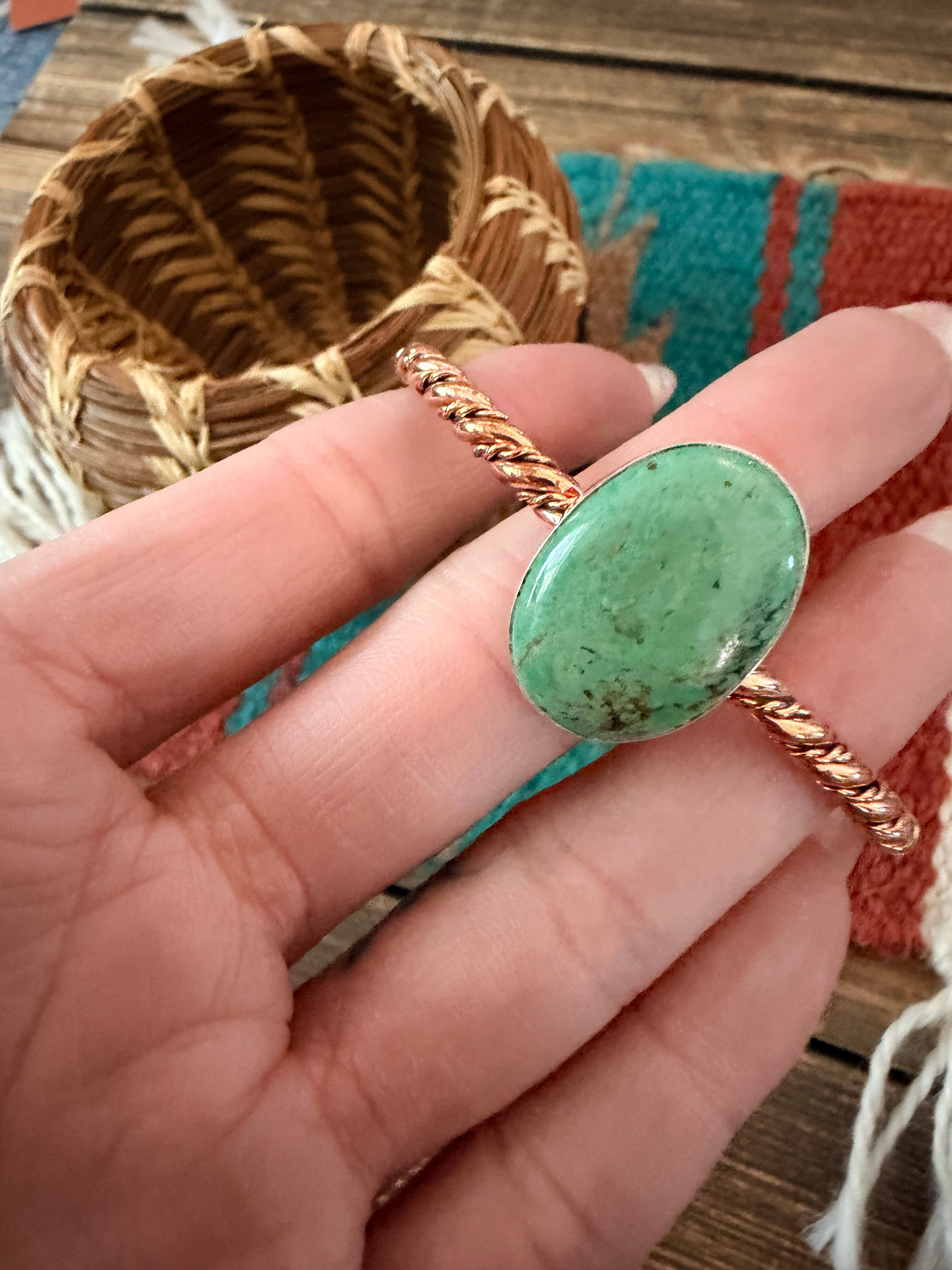 Handcrafted Turquoise & Copper Twisted Cuff Bracelet by Julia Etsitty