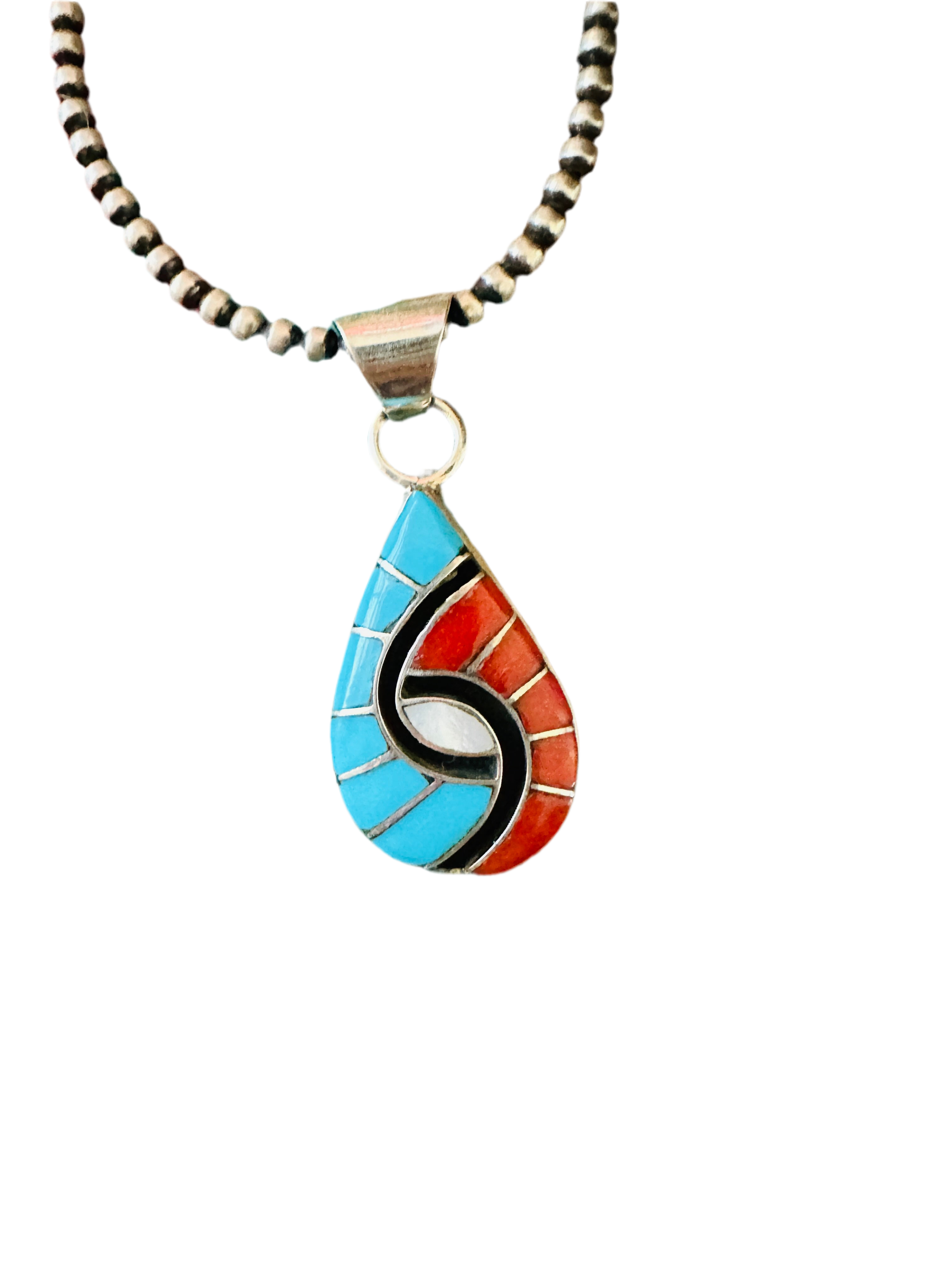 Handcrafted Multi Stone & Sterling Silver Inlay Pendant