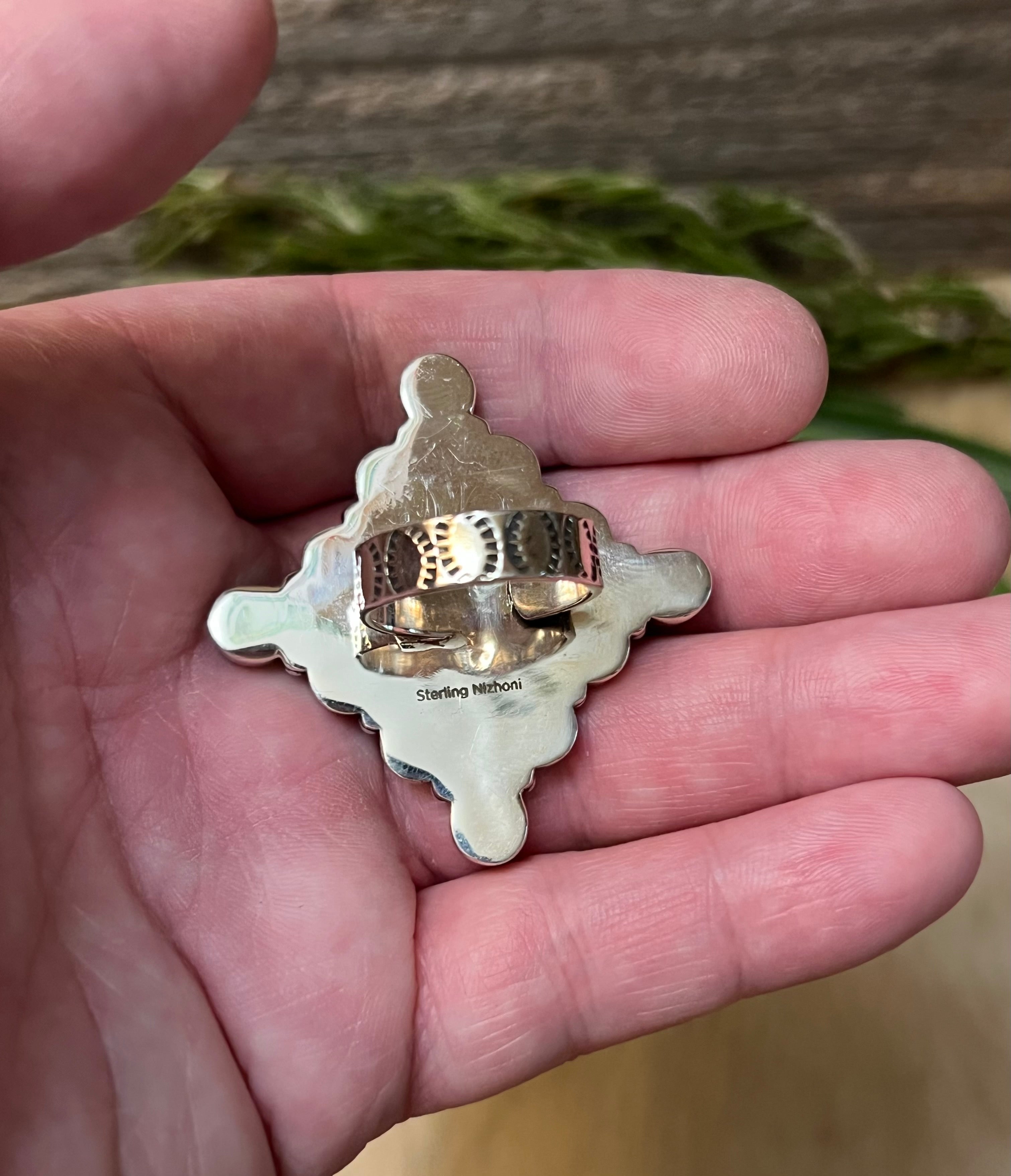 Handmade Pink Opal With Black & Purple Druzy Sterling Silver Adjustable Statement Ring