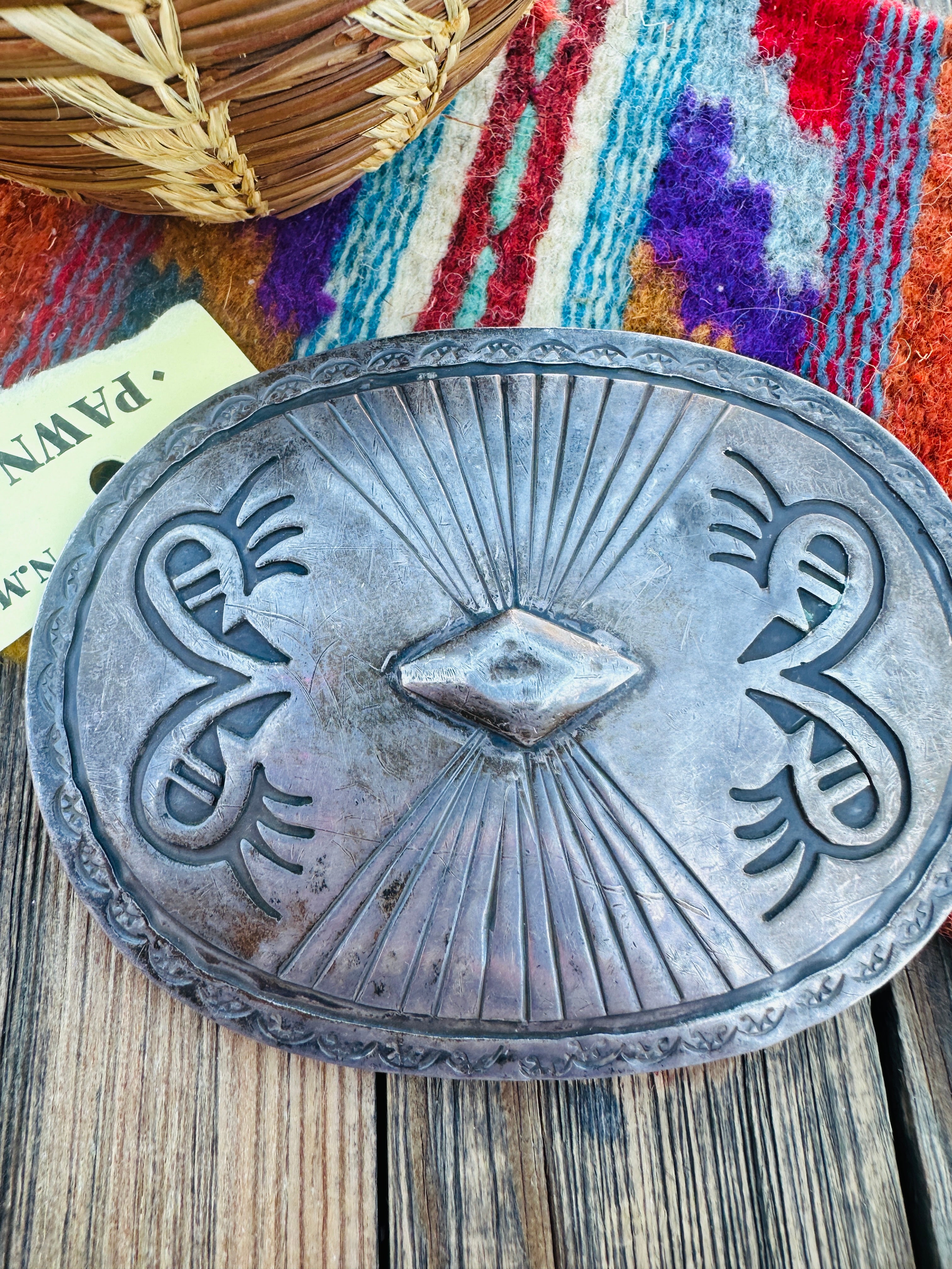 Handcrafted Vintage Old Pawn Sterling Silver Belt Buckle