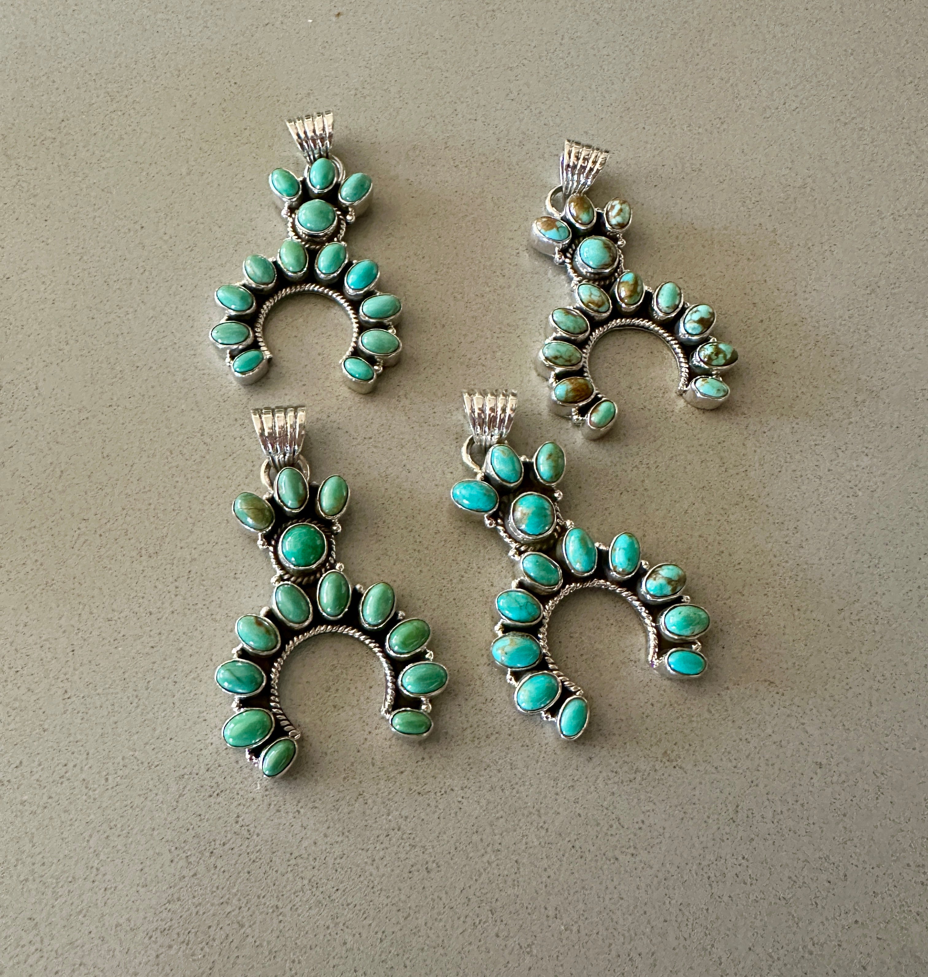 Handmade Sterling Silver Turquoie Naja Pendant By Dan Dodson more green