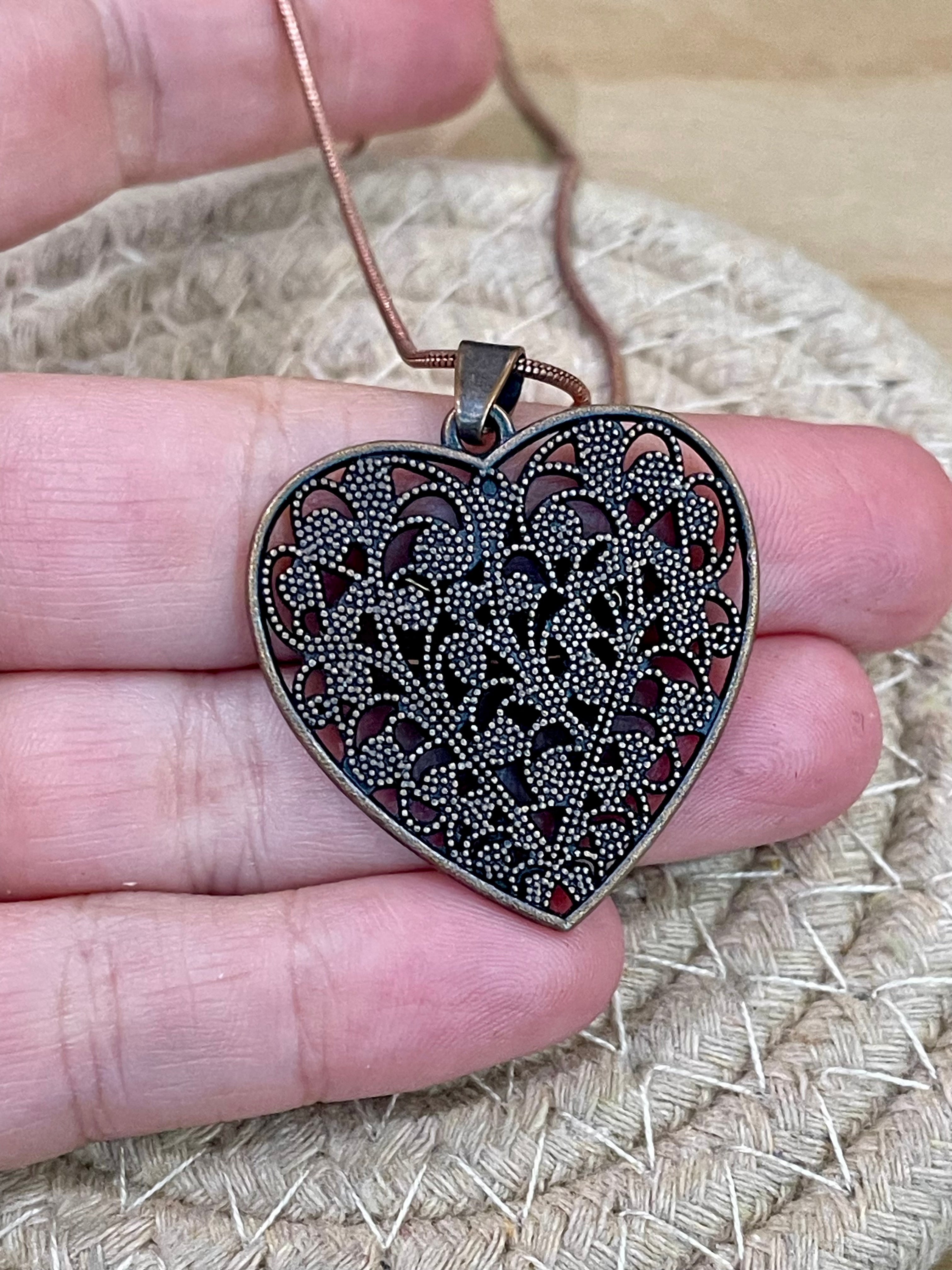 Vintage Handmade Copper Heart Necklace
