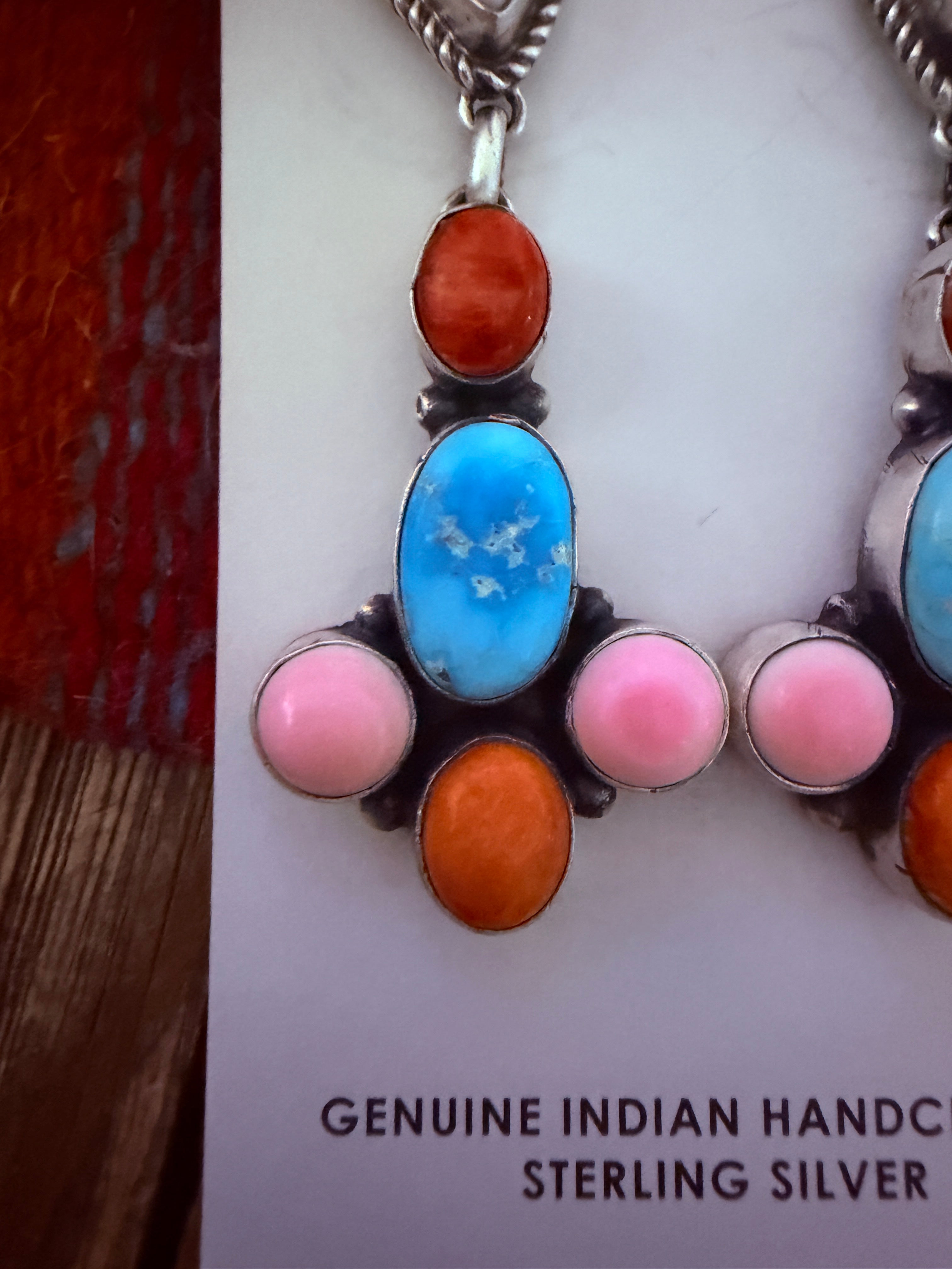 Handcrafted Multi Stone & Sterling Silver Dangle Earrings