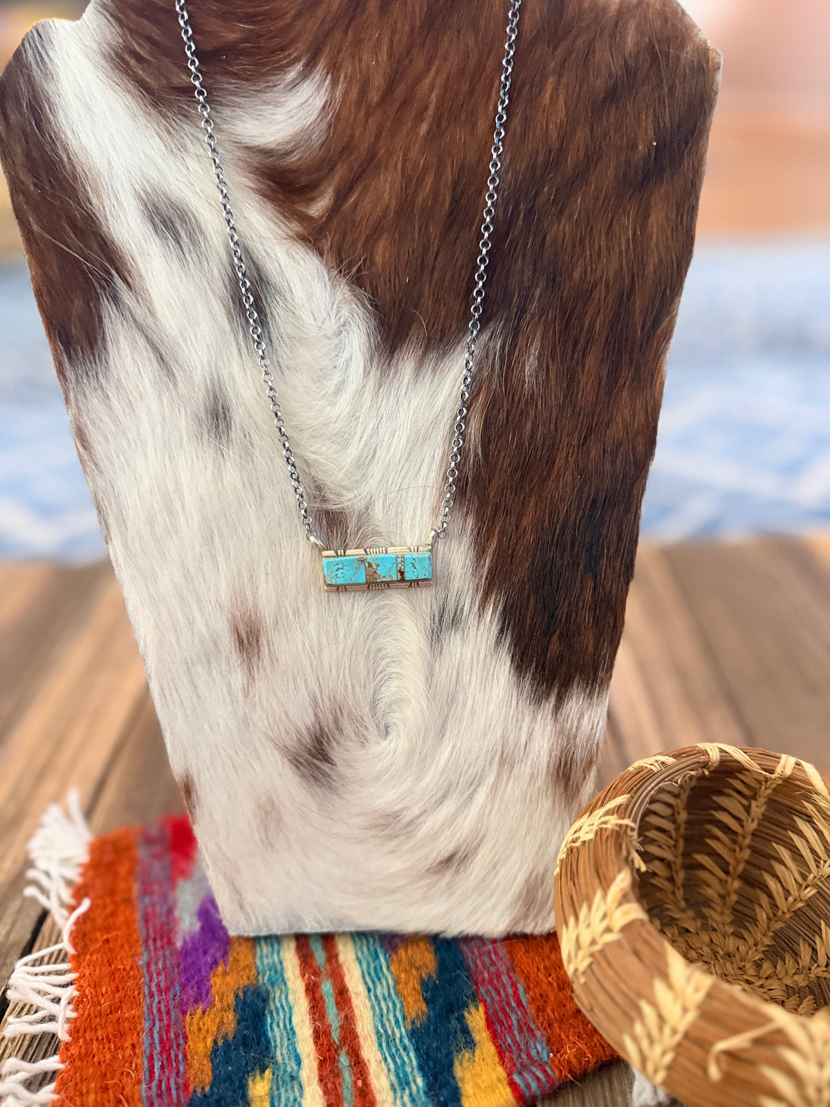 Handcrafted Turquoise & Sterling Silver Bar Necklace
