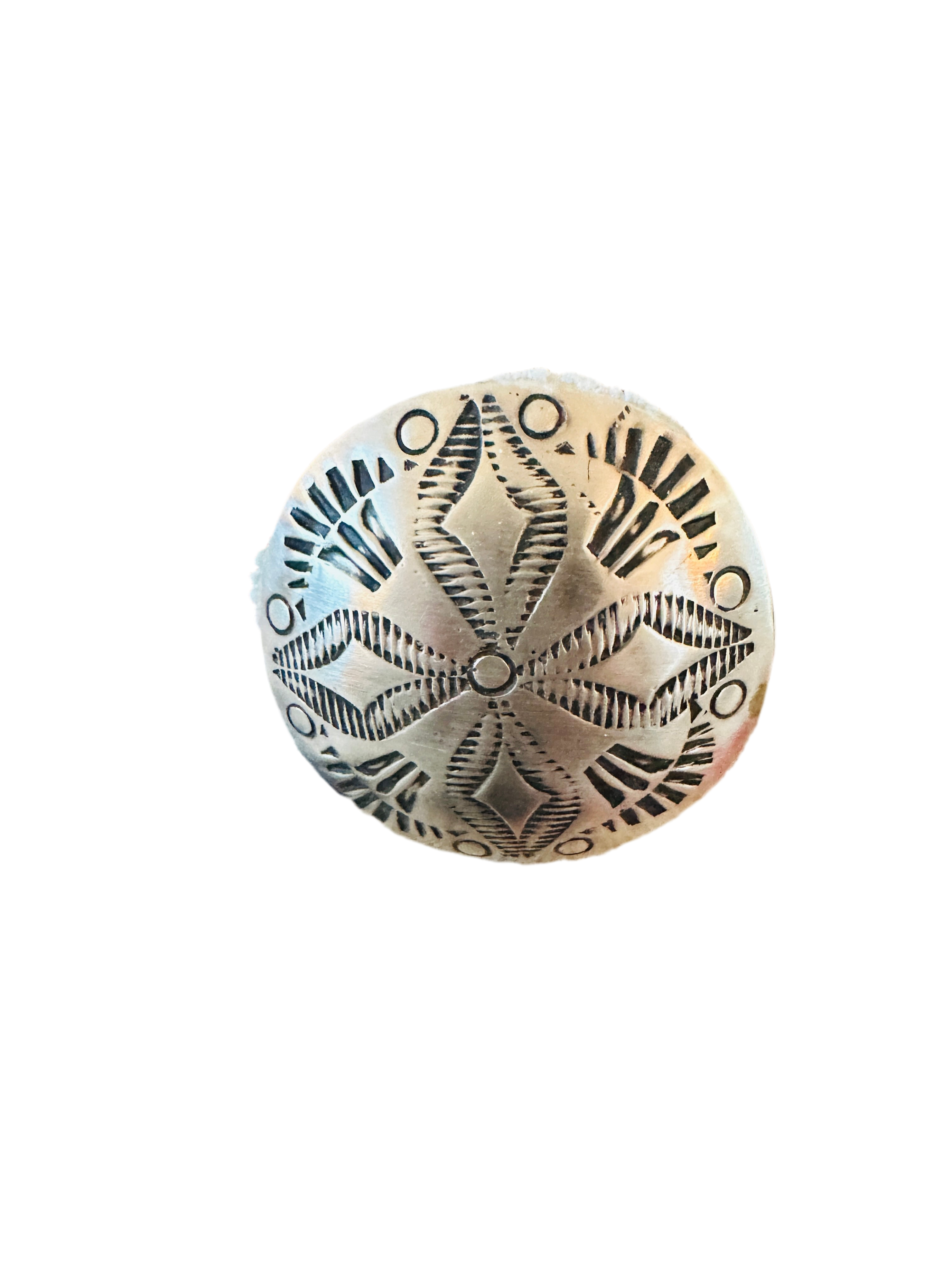 Handcrafted Sterling Silver Adjustable Concho Ring by Leander Tahe