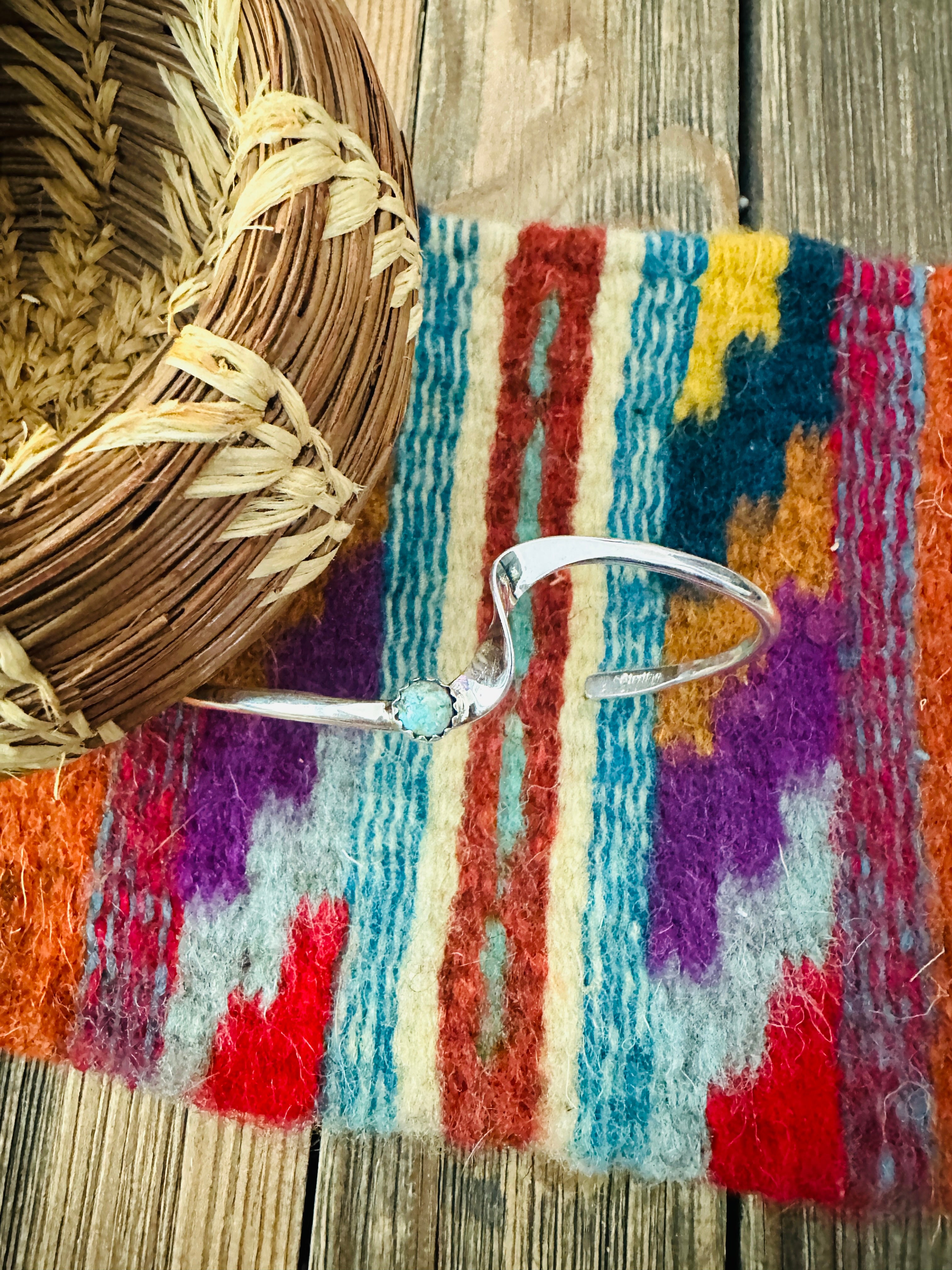 Handcrafted Twisted Sterling Silver & Turquoise Cuff Bracelet