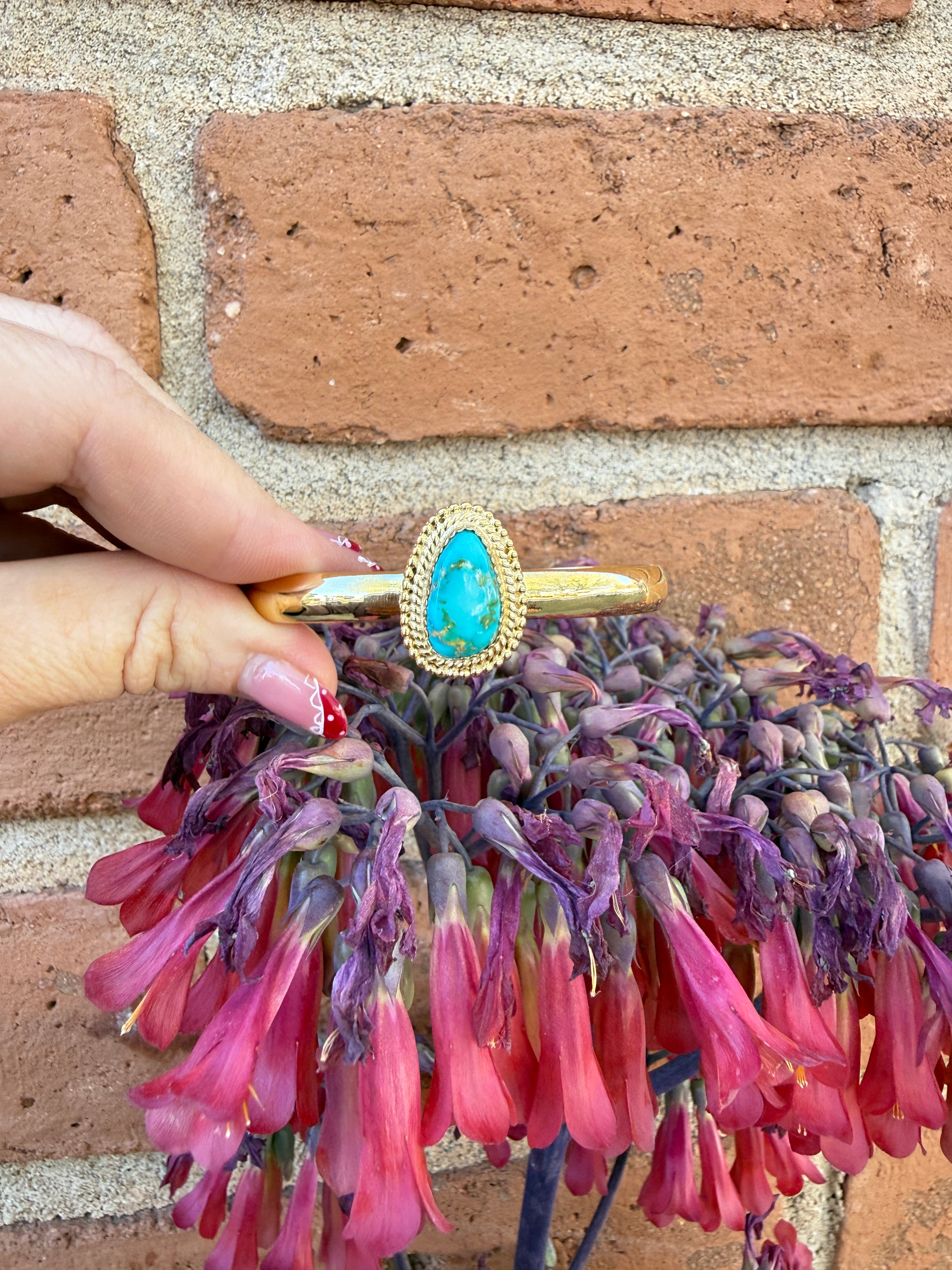 “The Golden Collection” Handmade Gold Plated Sterling Silver Natural Sonoran Mountain Turquoise Bracelet style 9