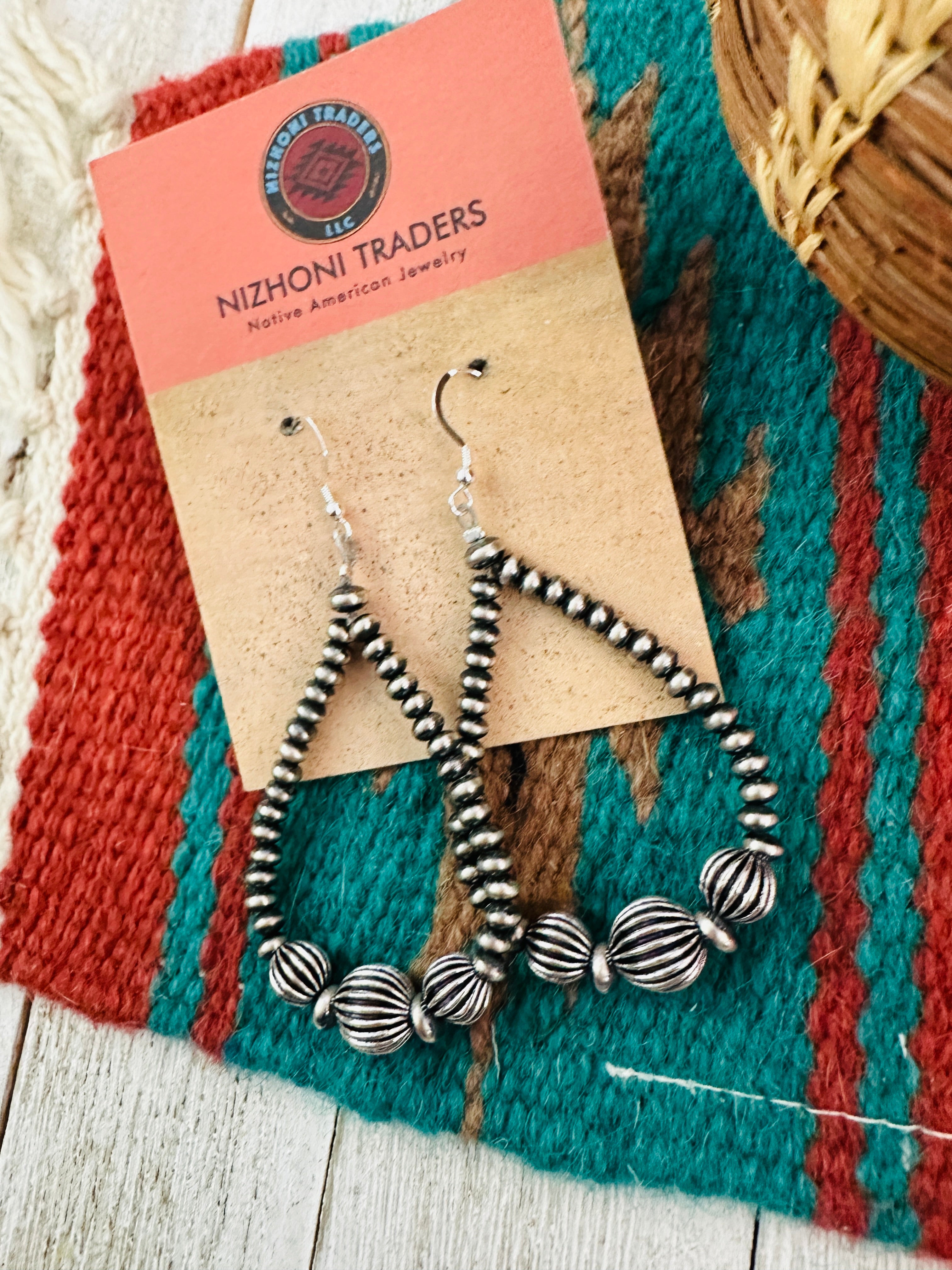 Handcrafted Sterling Silver Pearl Dangle Hoop Earrings