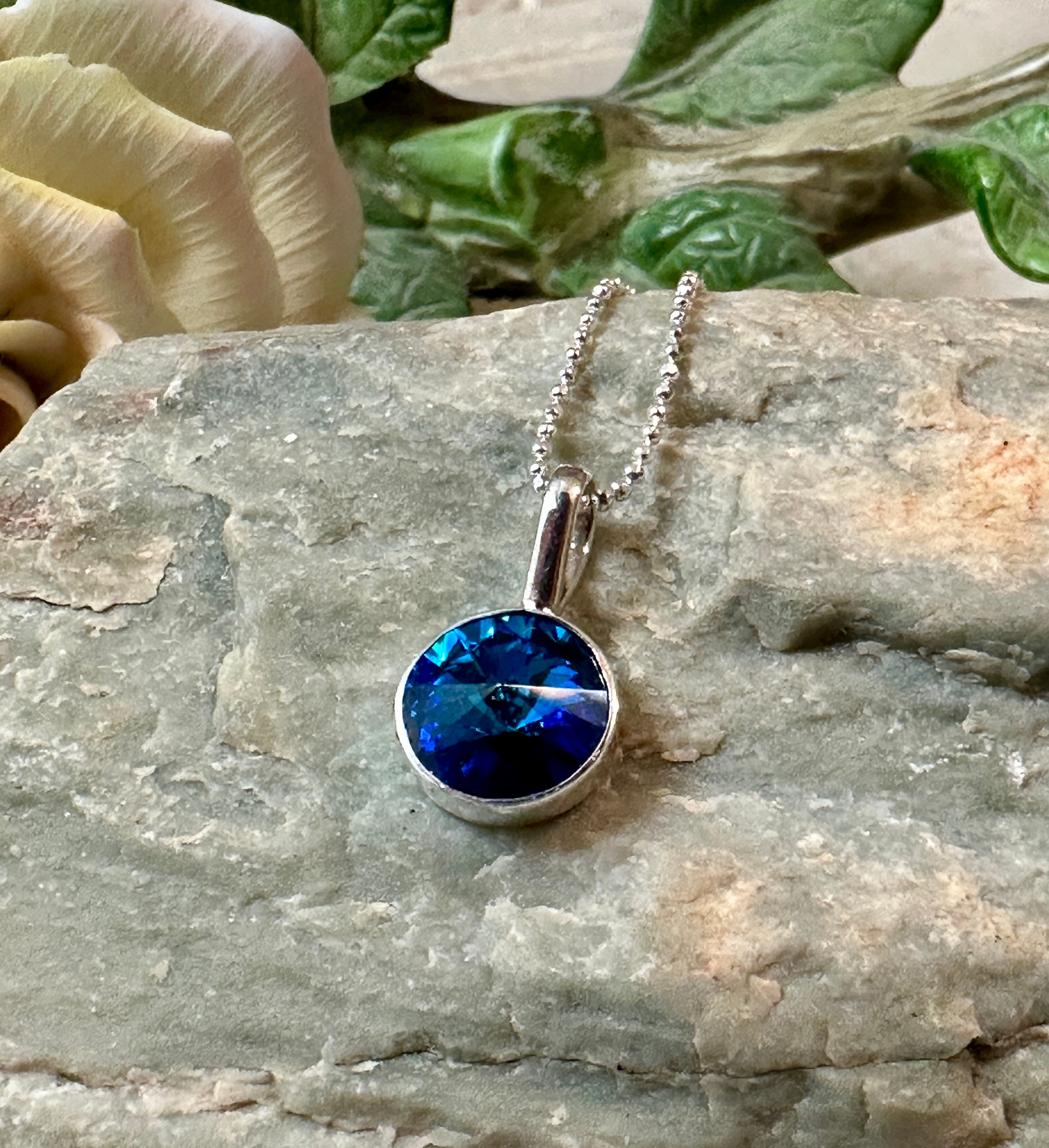 Medium Blue Crystal Pendant Necklace