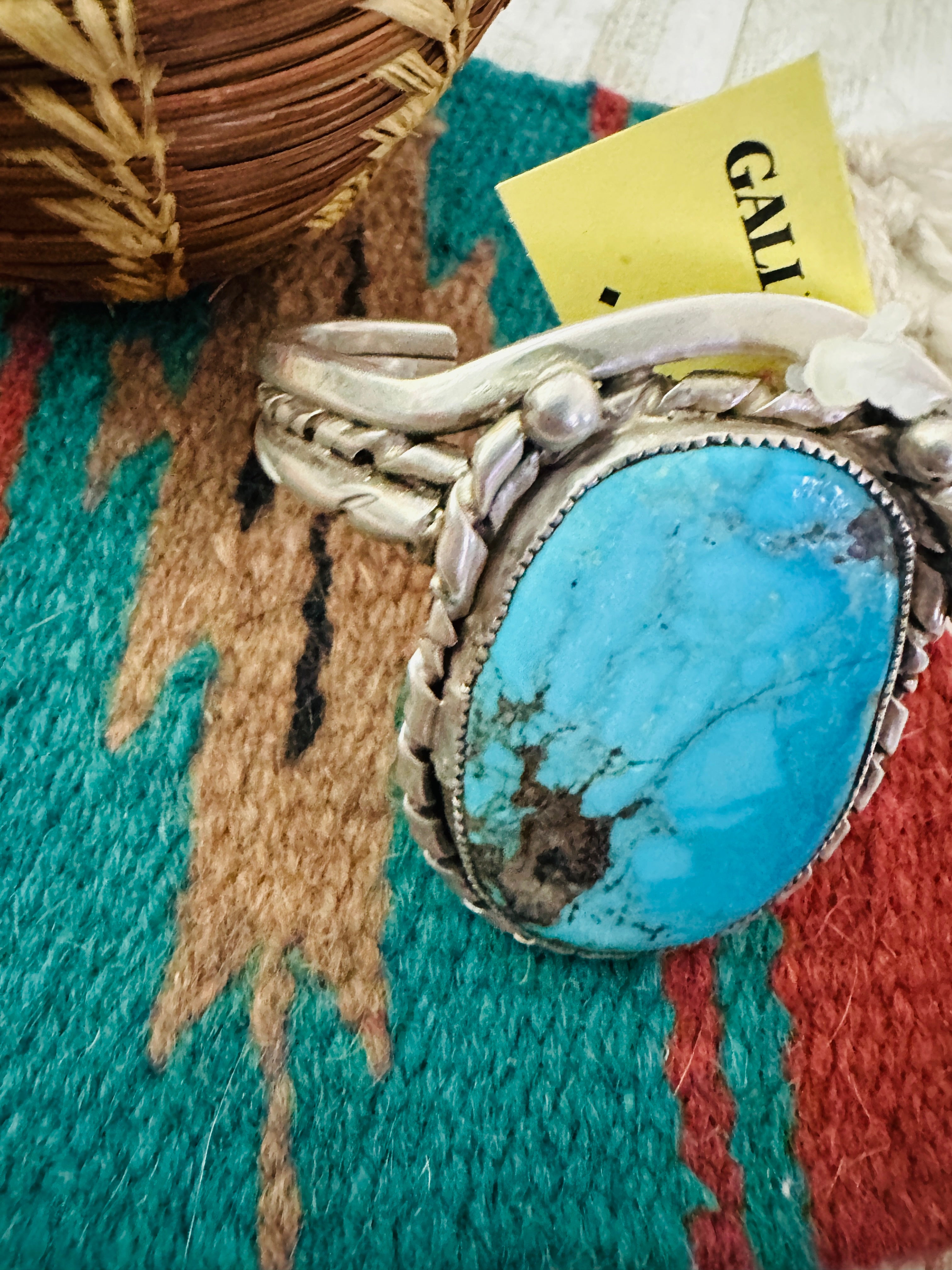 Handcrafted Old Pawn Turquoise & Sterling Silver Cuff Bracelet