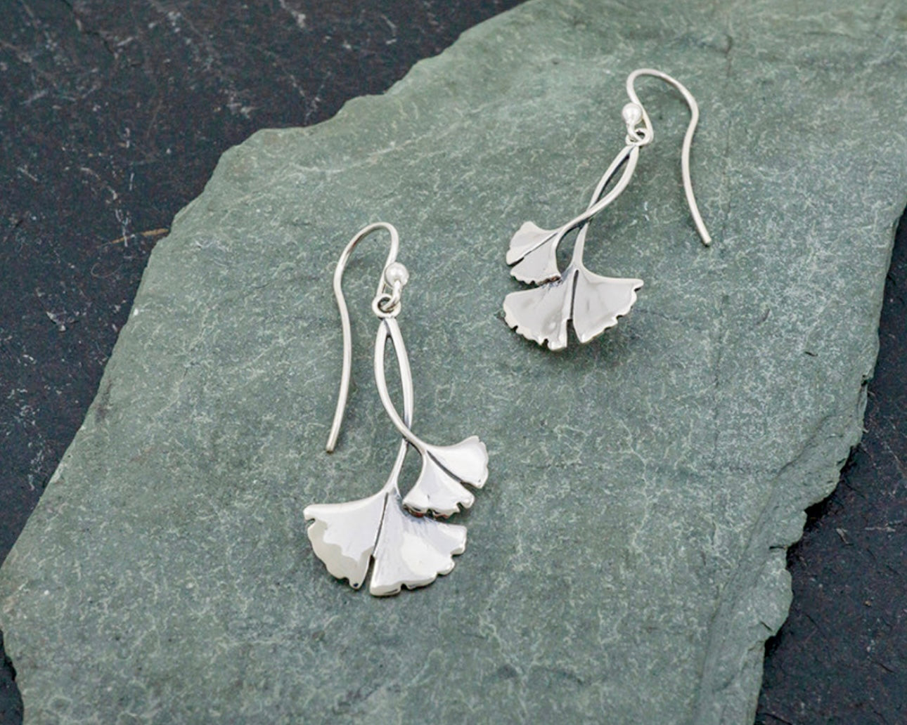 Sterling Silver Gingko Earrings