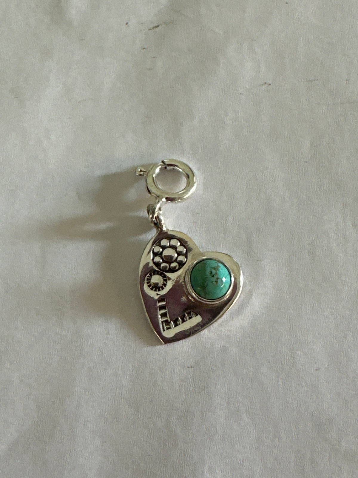 Sterling Silver and Turquoise Garden Heart Charm