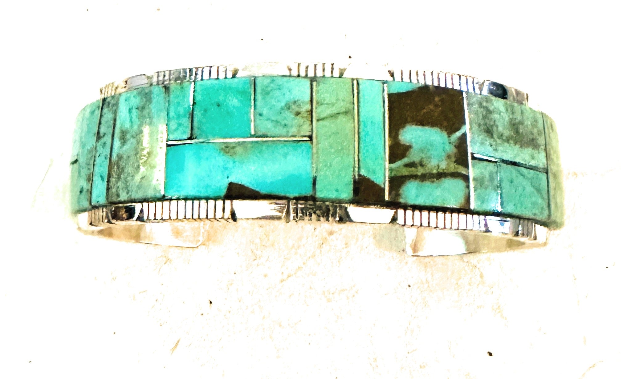 Navajo Number 8 Turquoise & Sterling Silver Inlay Cuff Bracelet /