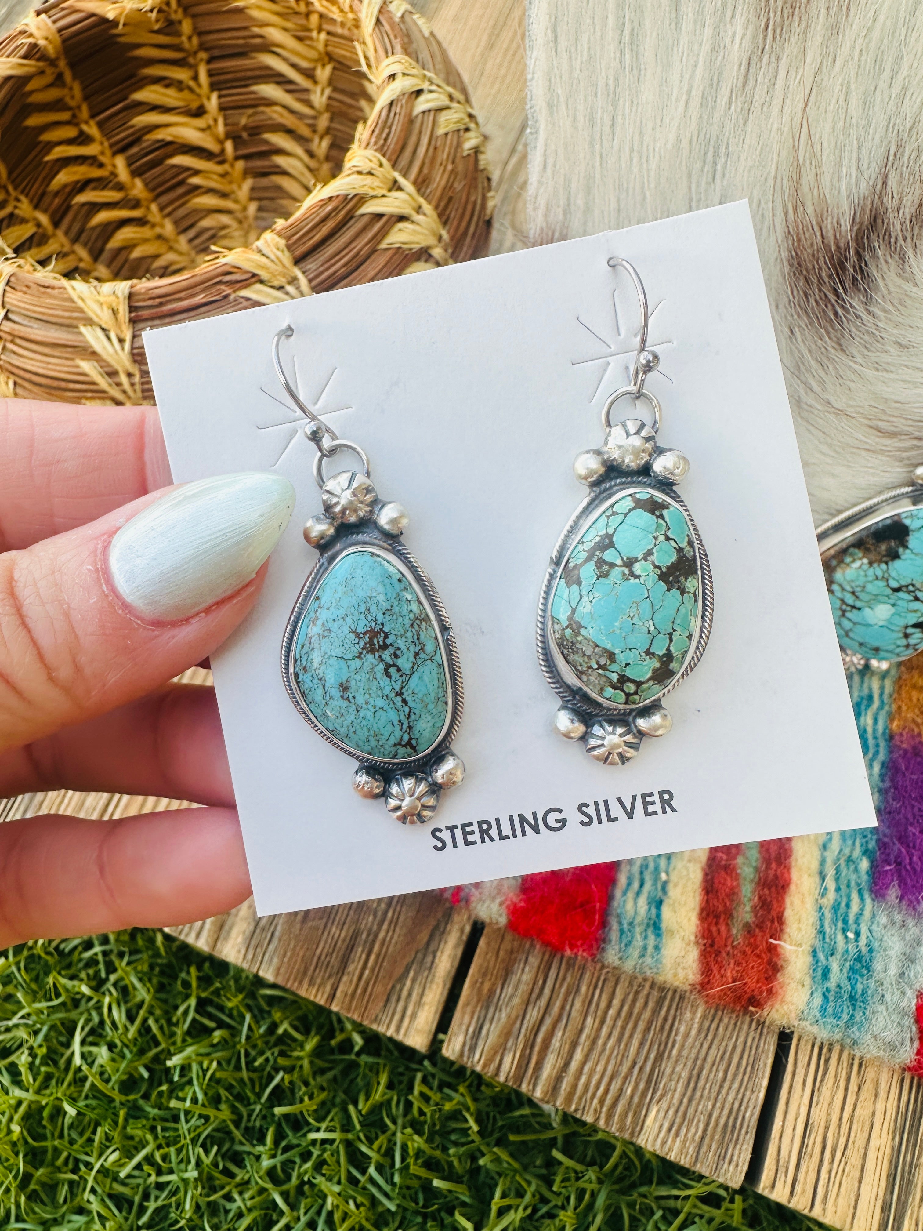 Handcrafted Turquoise & Sterling Silver Necklace and Earring Set by Sheila Becenti