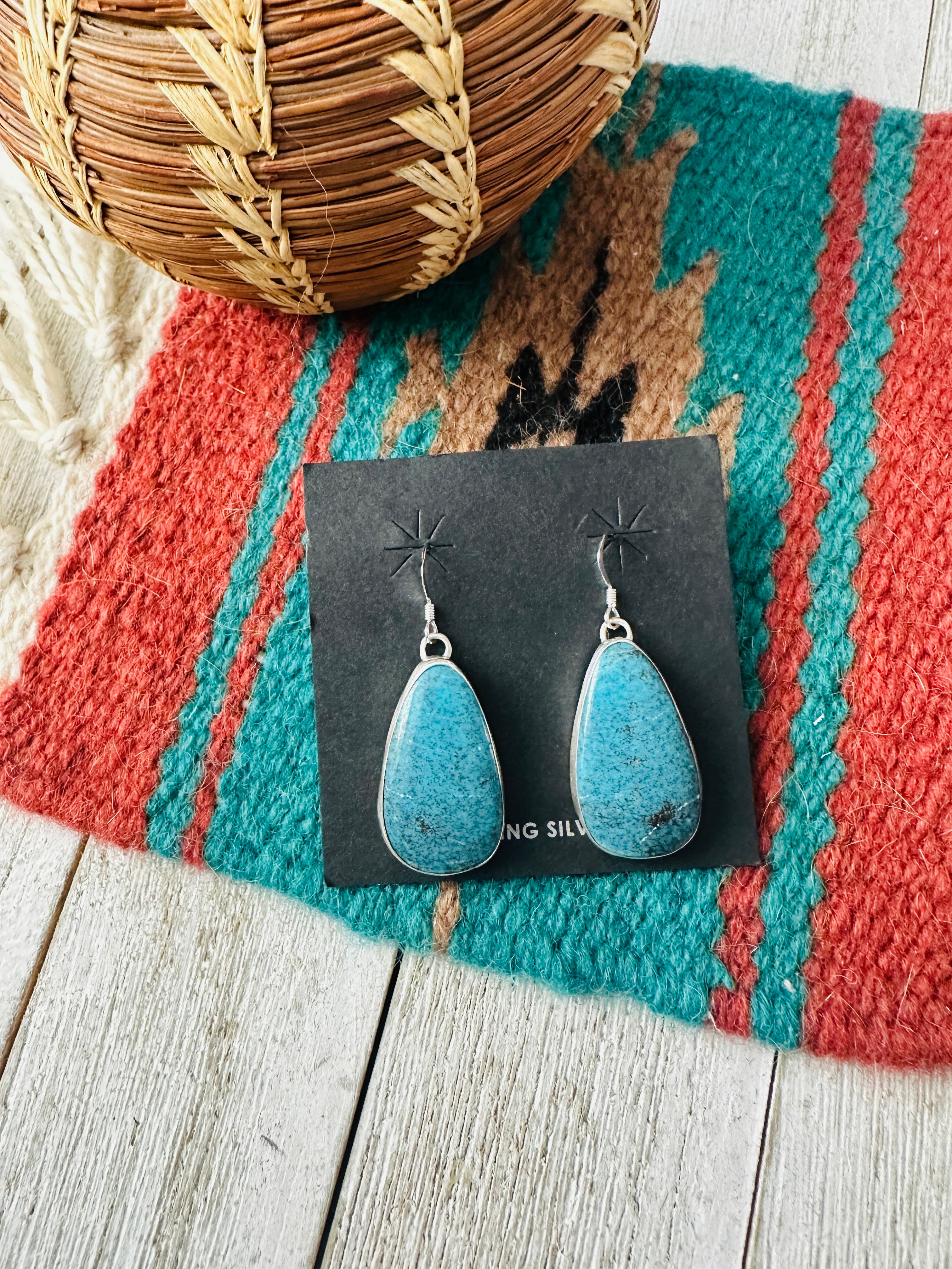 Navajo Turquoise & Sterling Silver Dangle Earrings