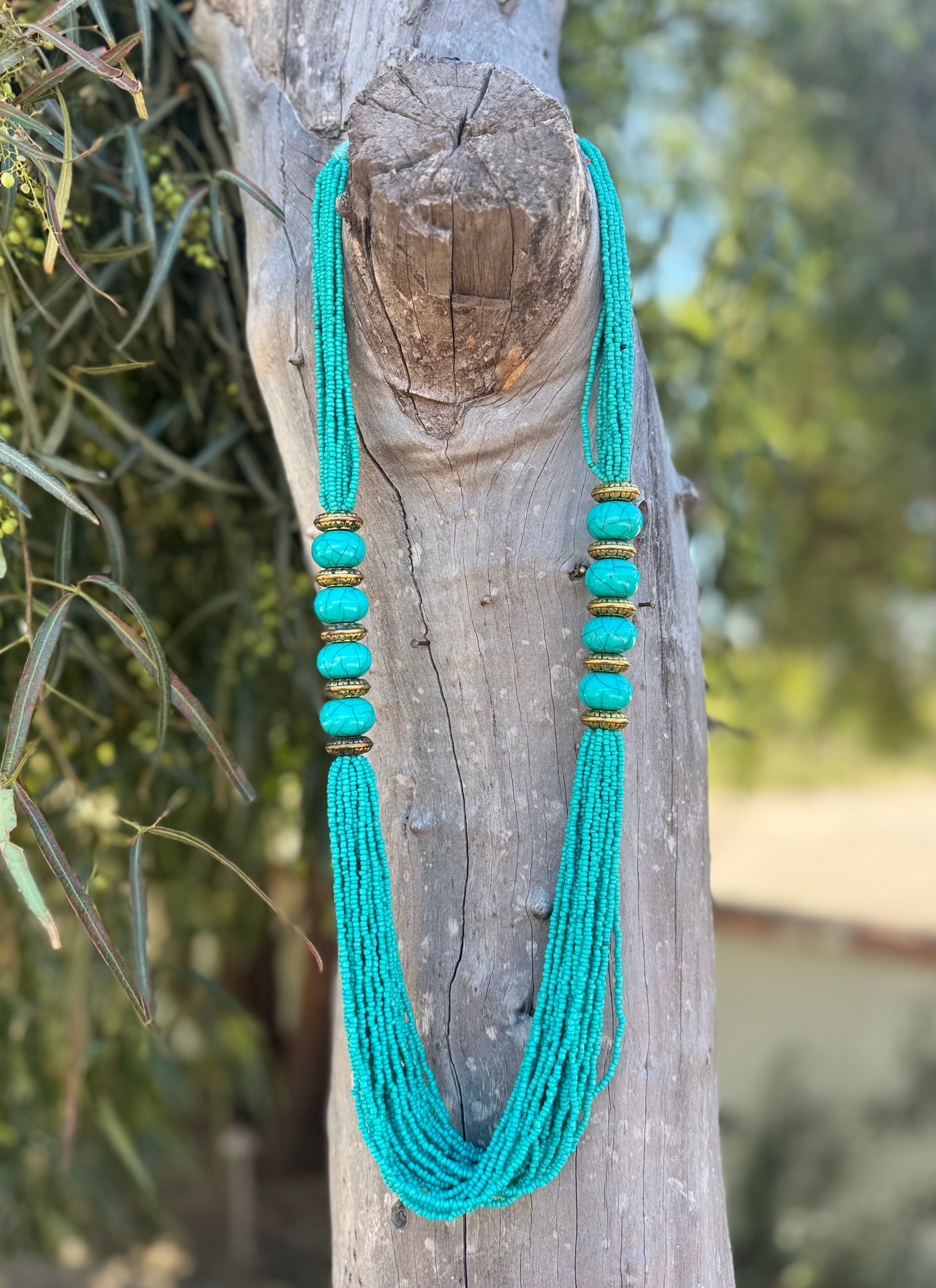 Turquoise Beaded Strand Necklace