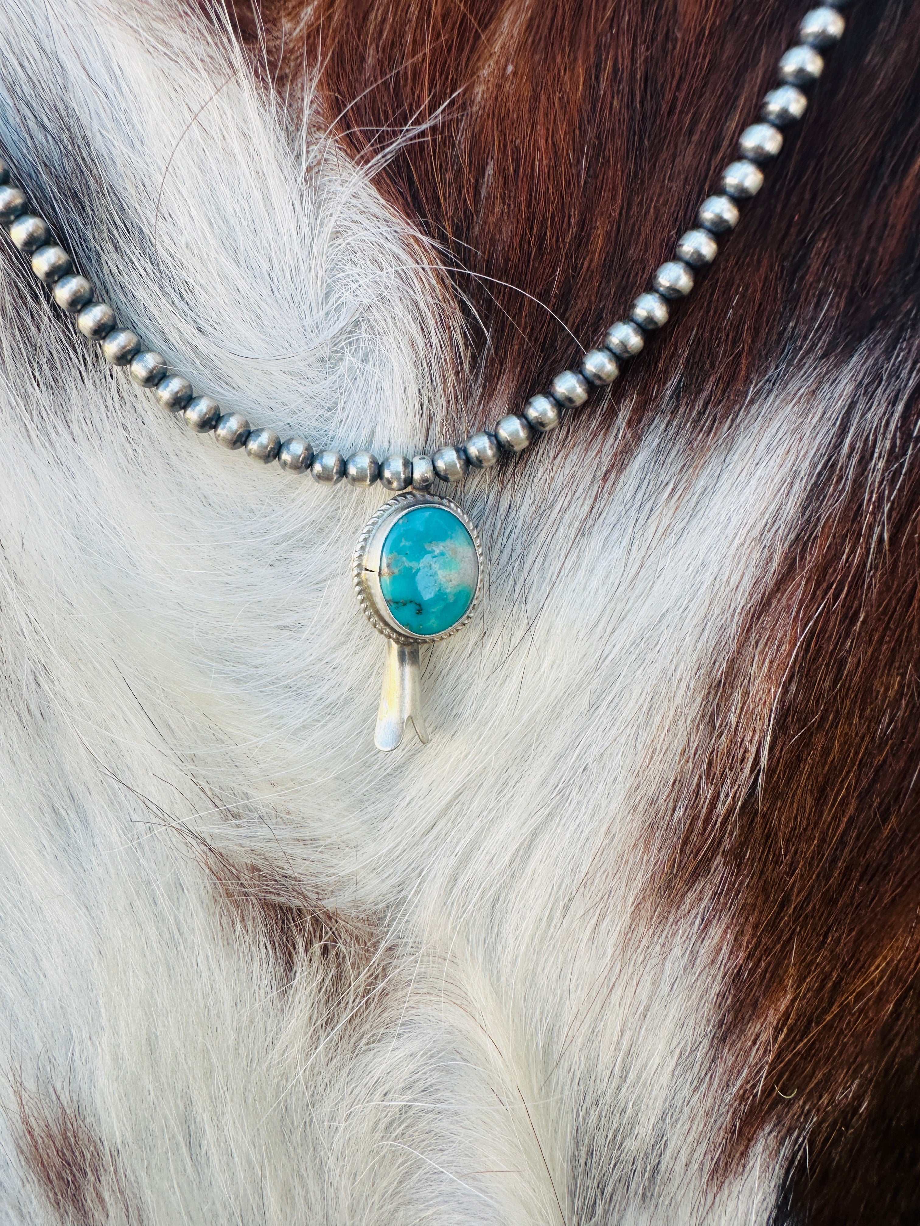 Handcrafted Turquoise & Sterling Silver Beaded Blossom Necklace