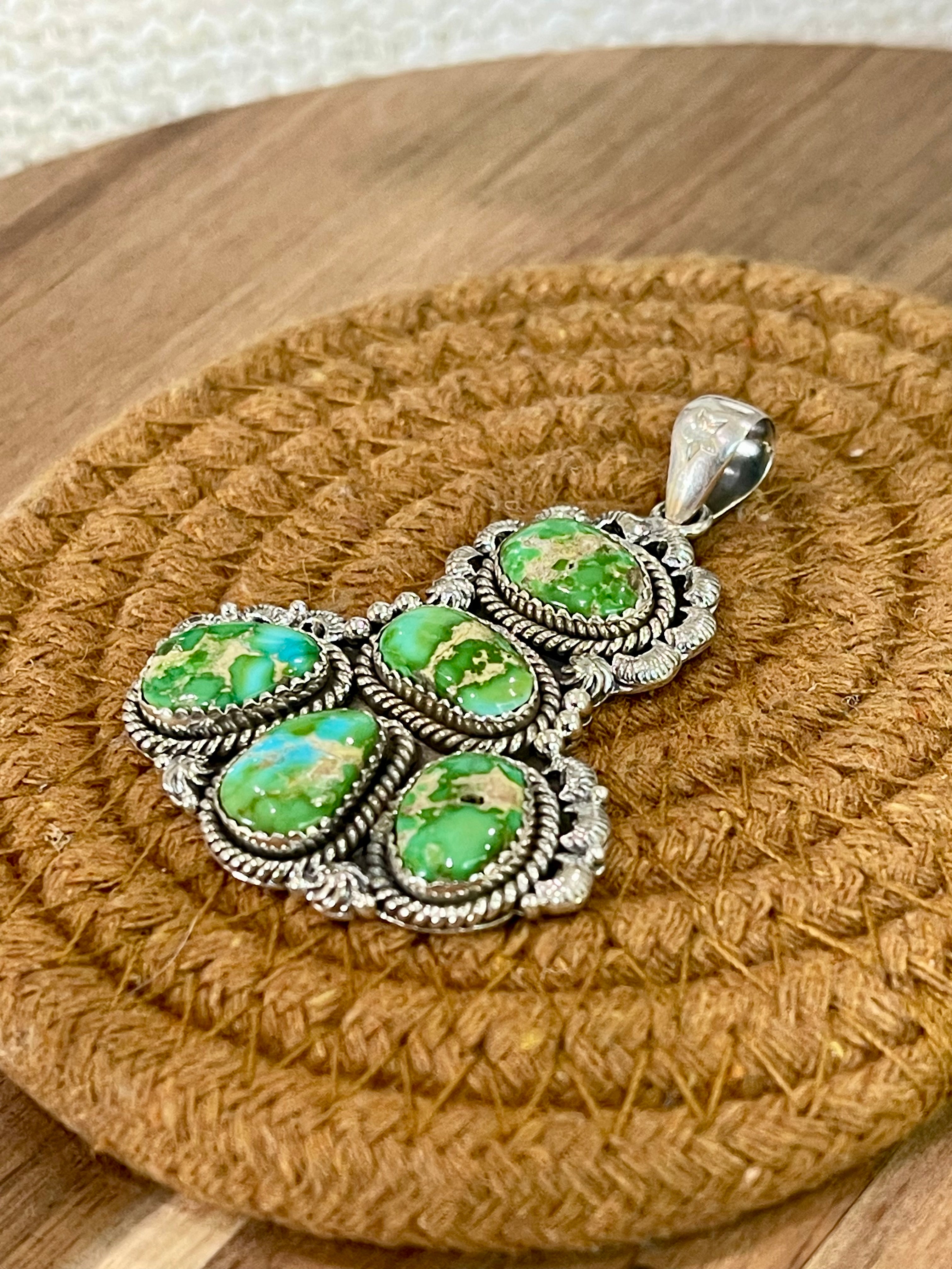 Beautiful Handmade Sterling Silver & Sonoran Mountain Turquoise Cluster Pendant