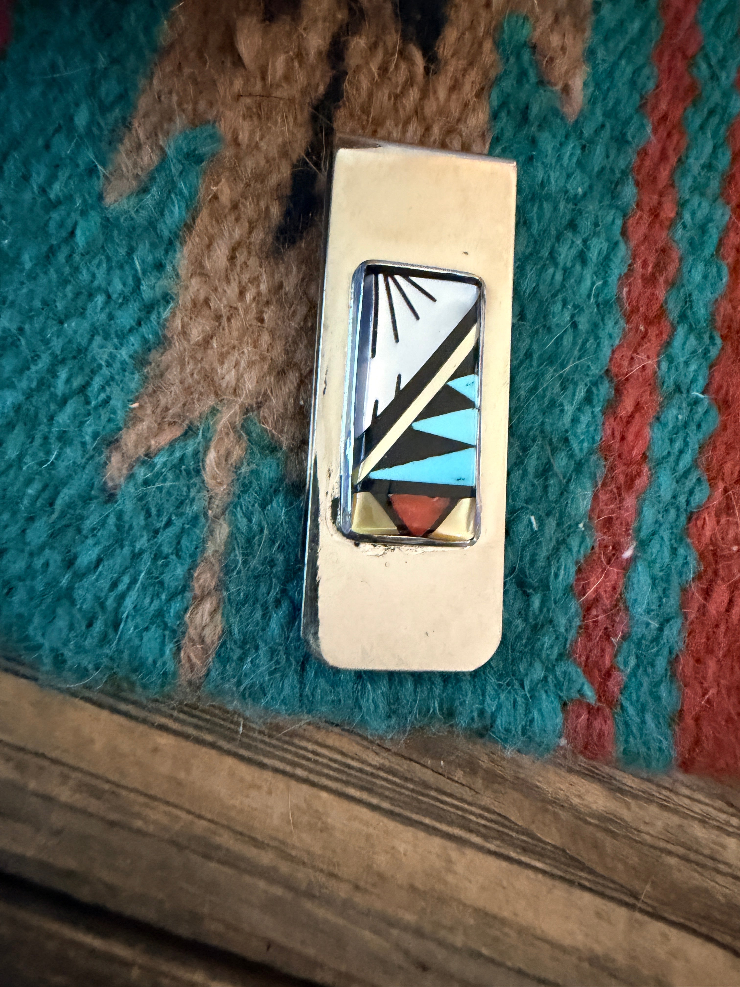 Handcrafted Multi Stone & Sterling Silver Inlay Money Clip