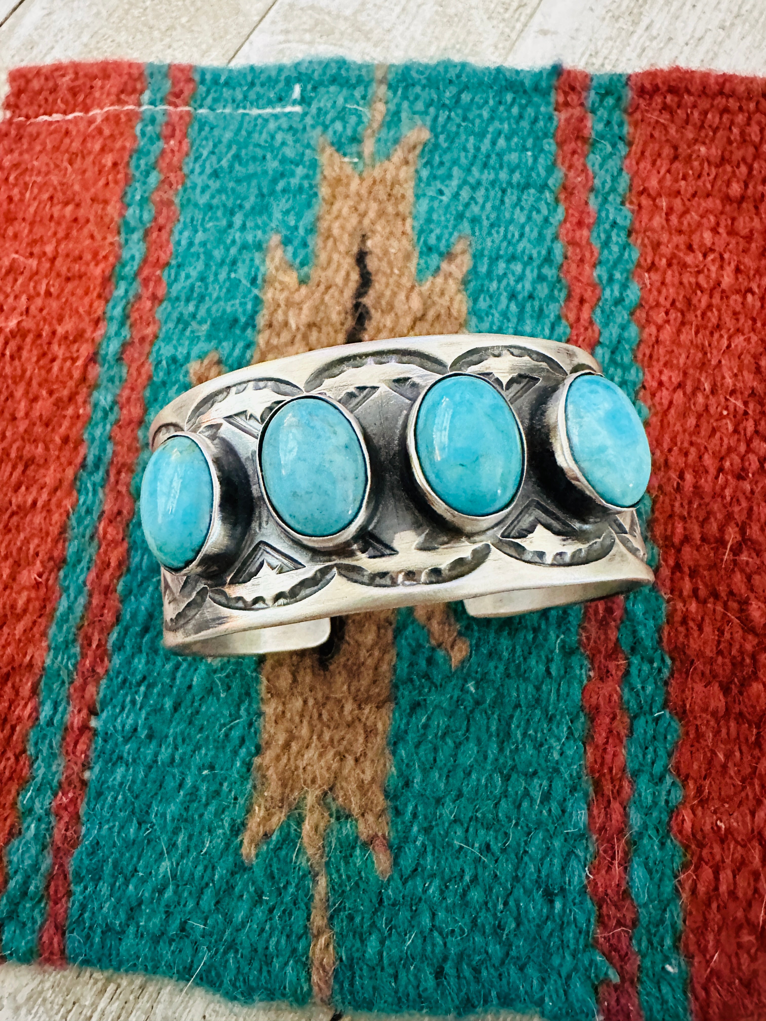 Handcrafted Sterling Silver & Turquoise Cuff Bracelet by Chimney Butte /