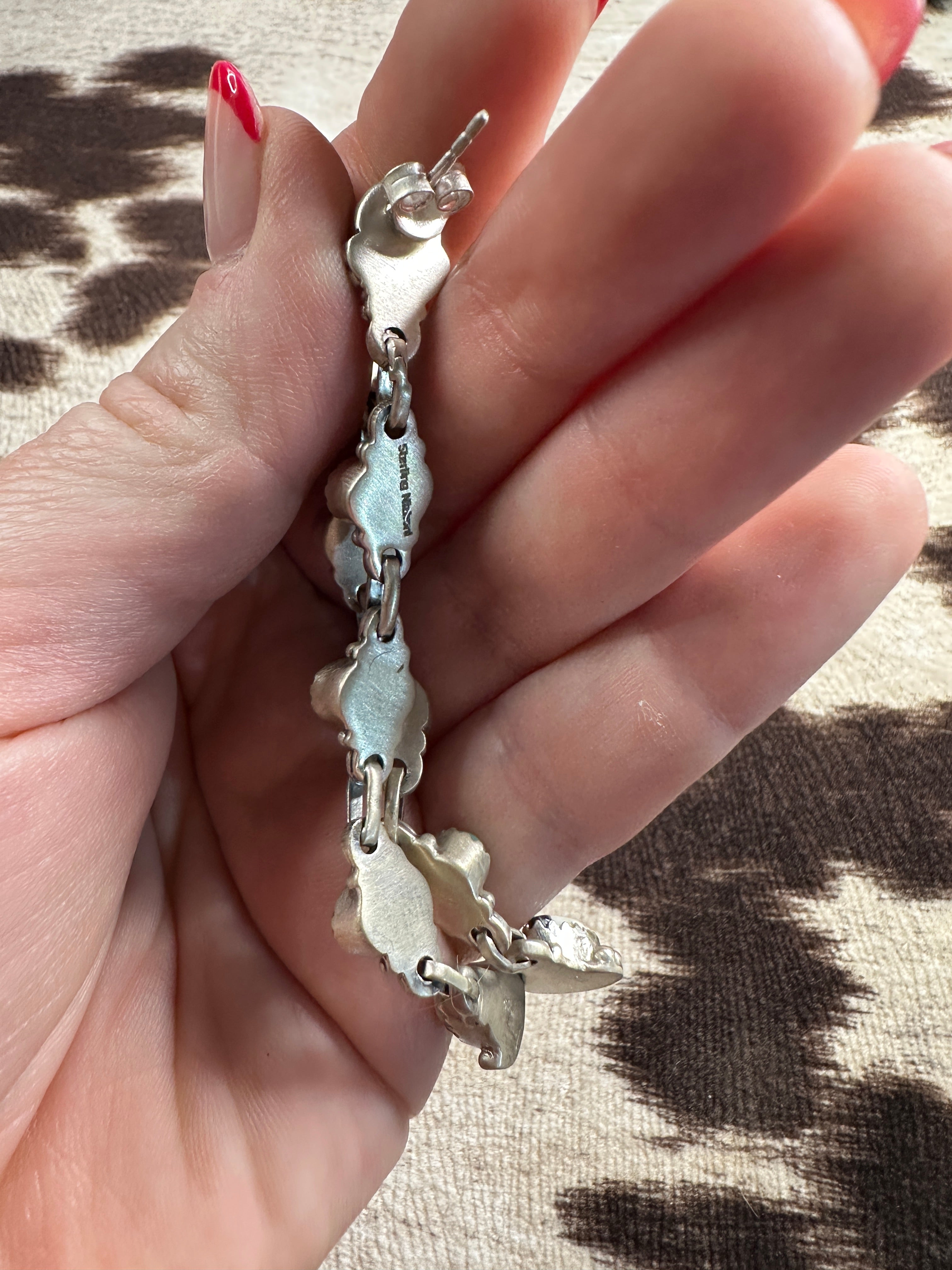 Handmade White Buffalo, Turquoise & Sterling Silver 5 Stone Dangle Earrings