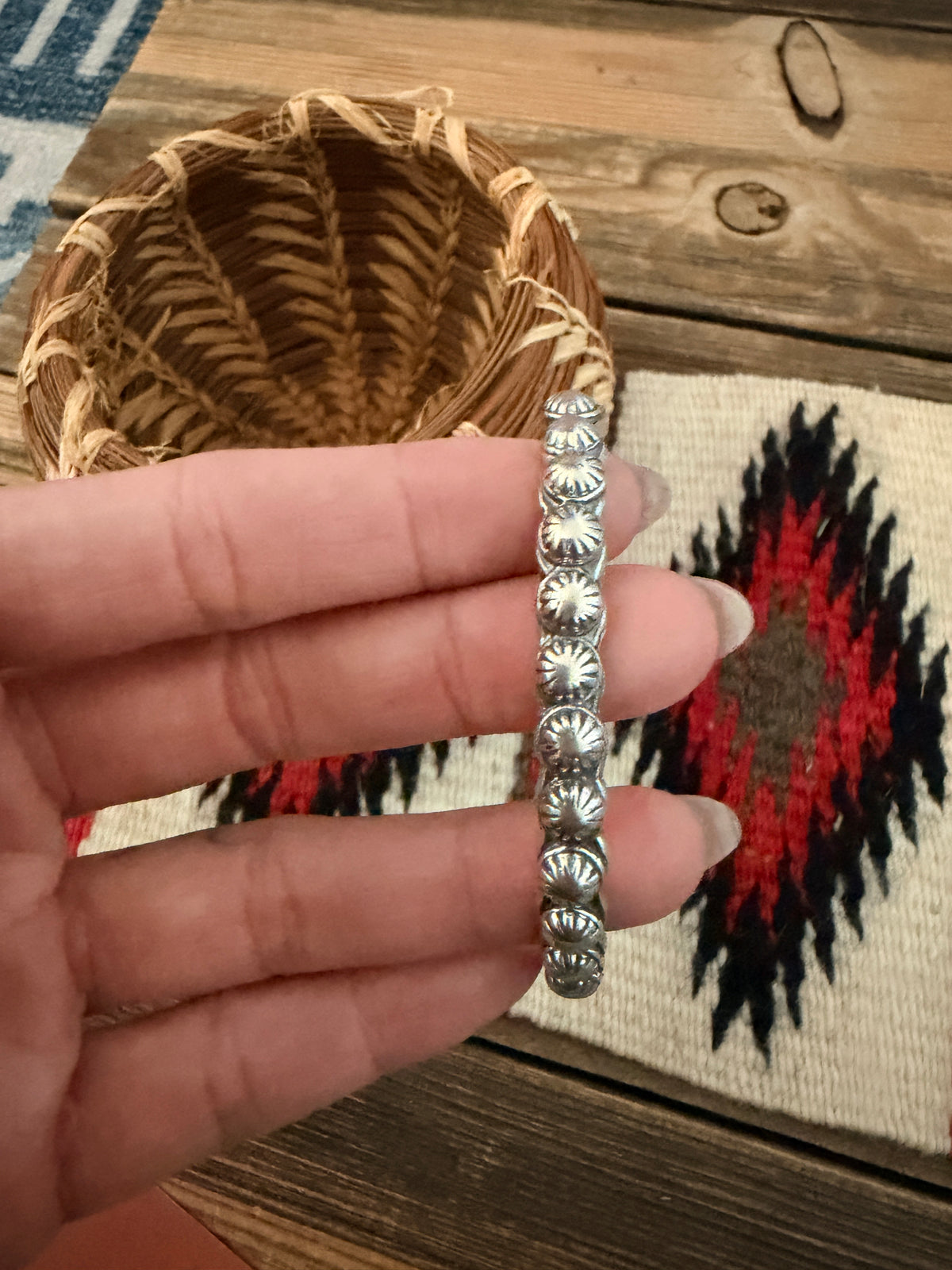 Handcrafted Sterling Silver Studded Cuff Bracelet