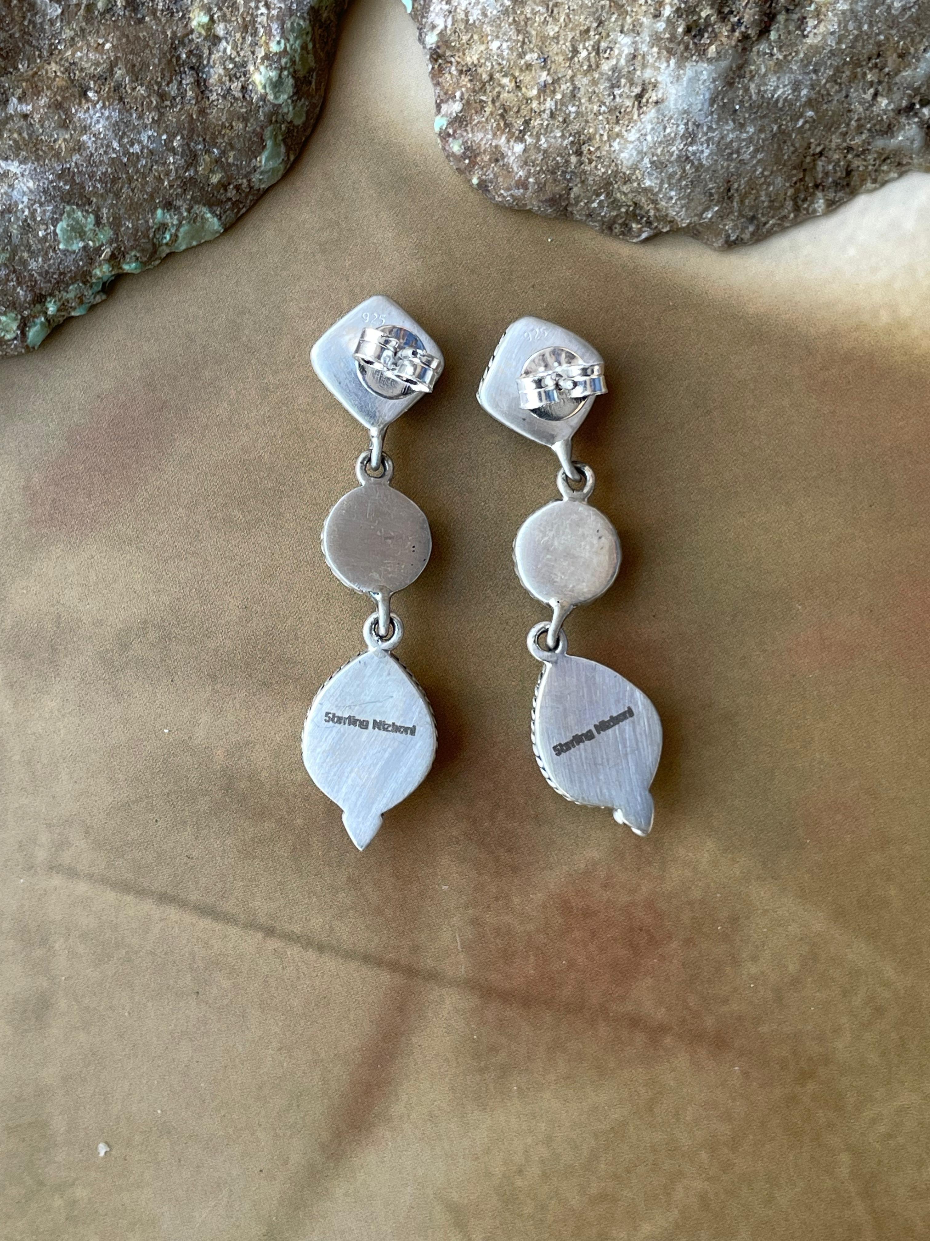 Handmade White Buffalo & Sterling Silver Dangle Earrings