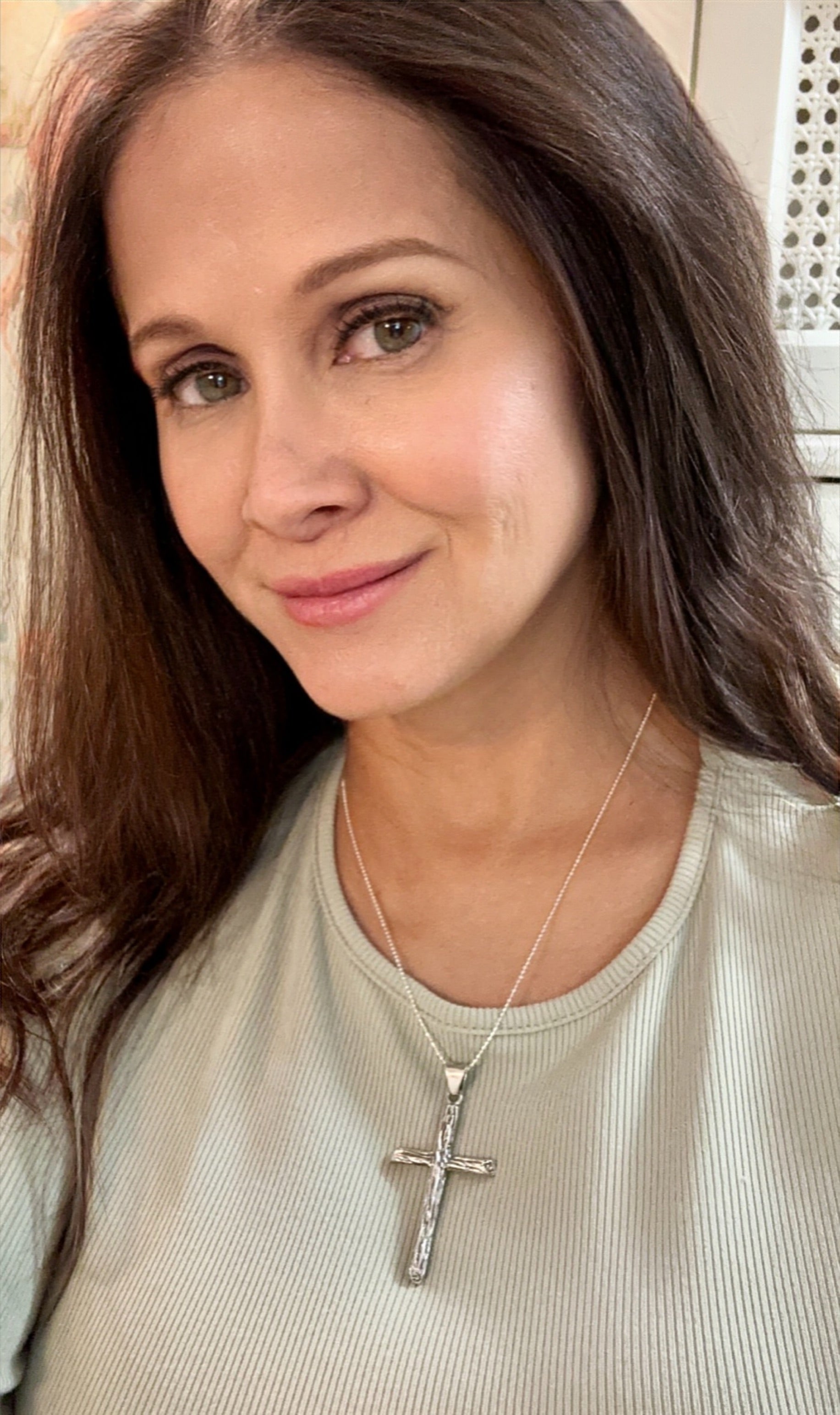 Wood Textured Cross Pendant Necklace