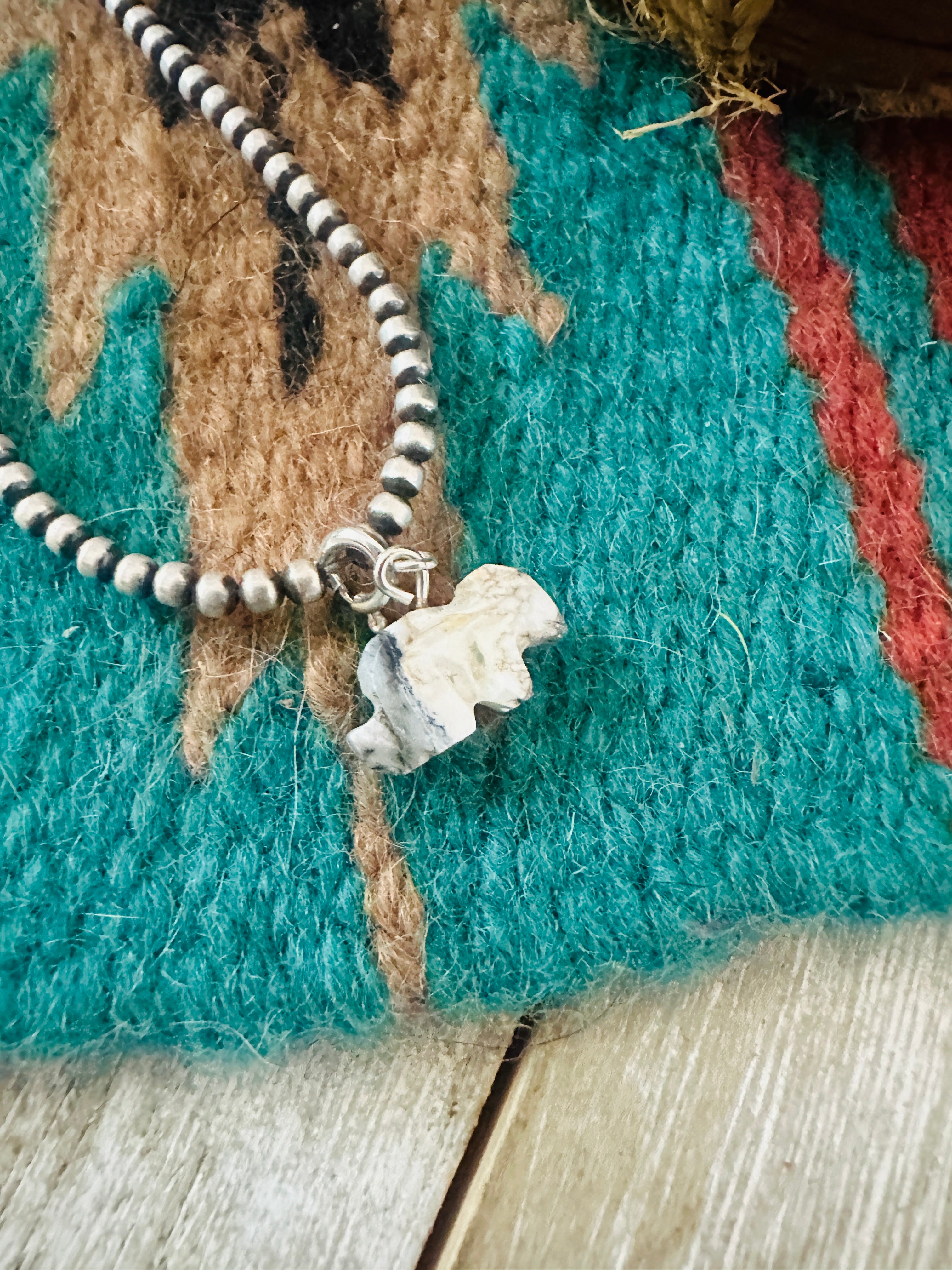 Handcrafted & Hand Carved Blue Mojave Rabbit Charm