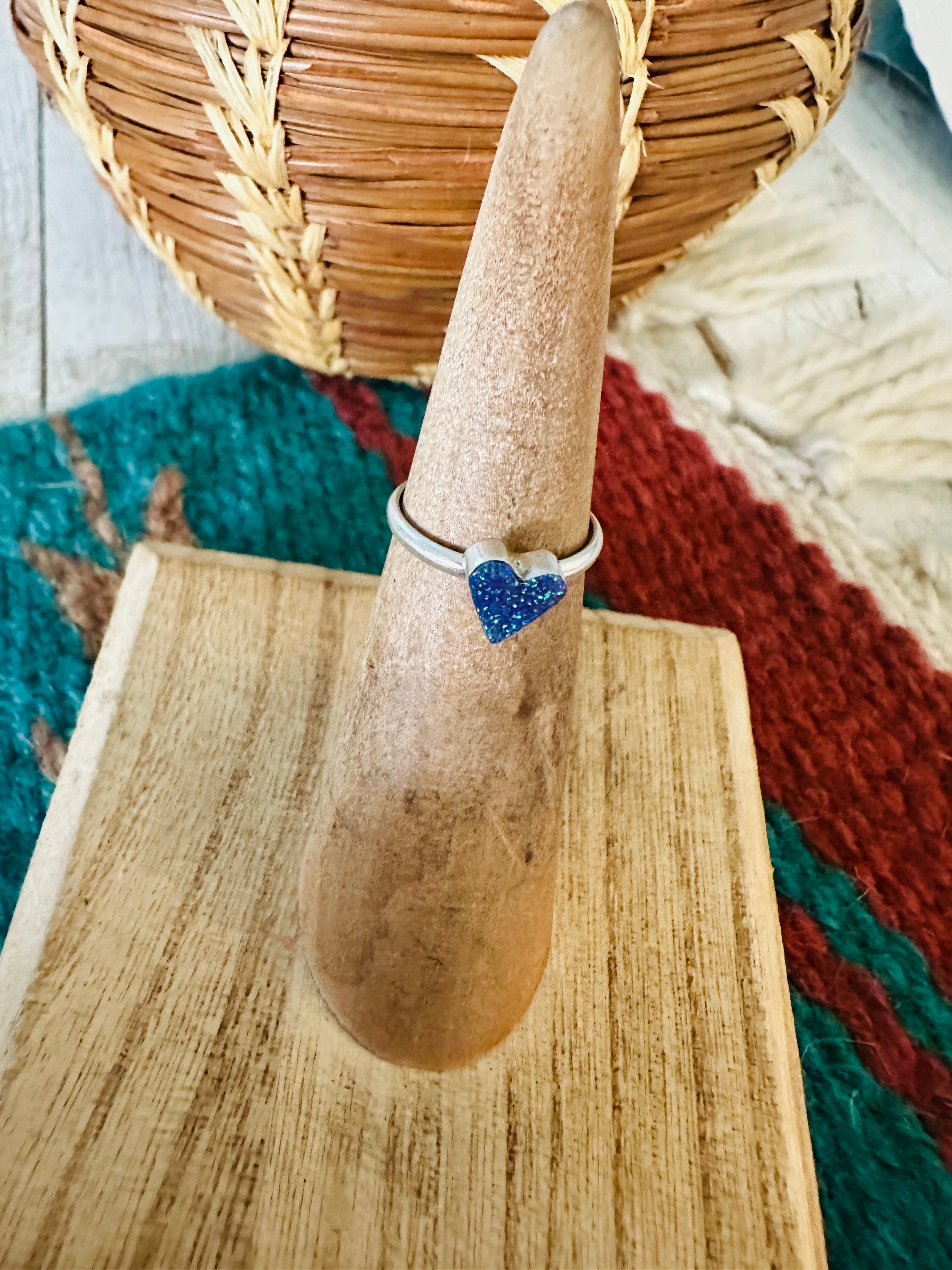 Handcrafted Sterling Silver & Purple Opal Heart Ring