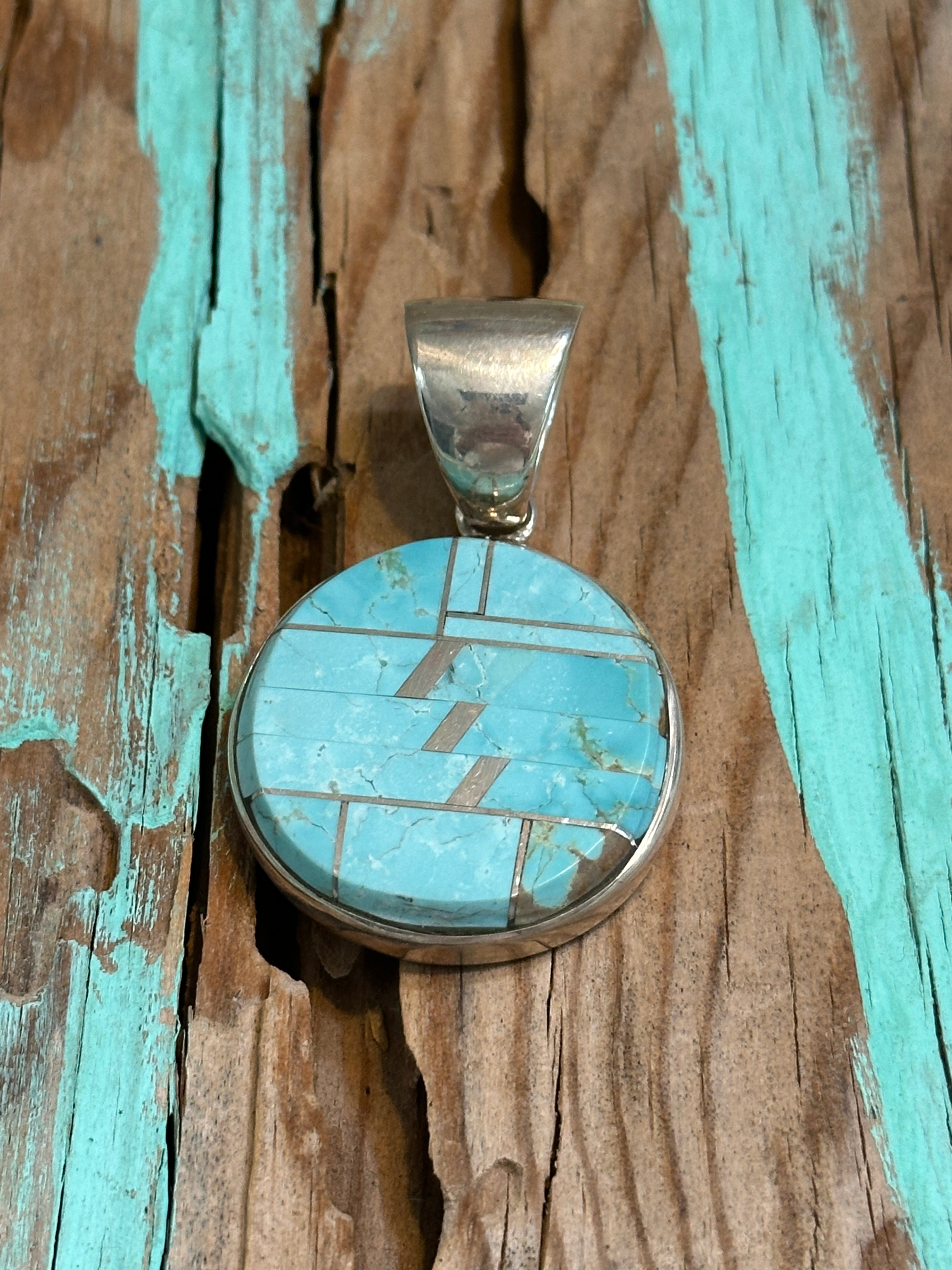 Handcrafted Turquoise #8 Circle Pendant