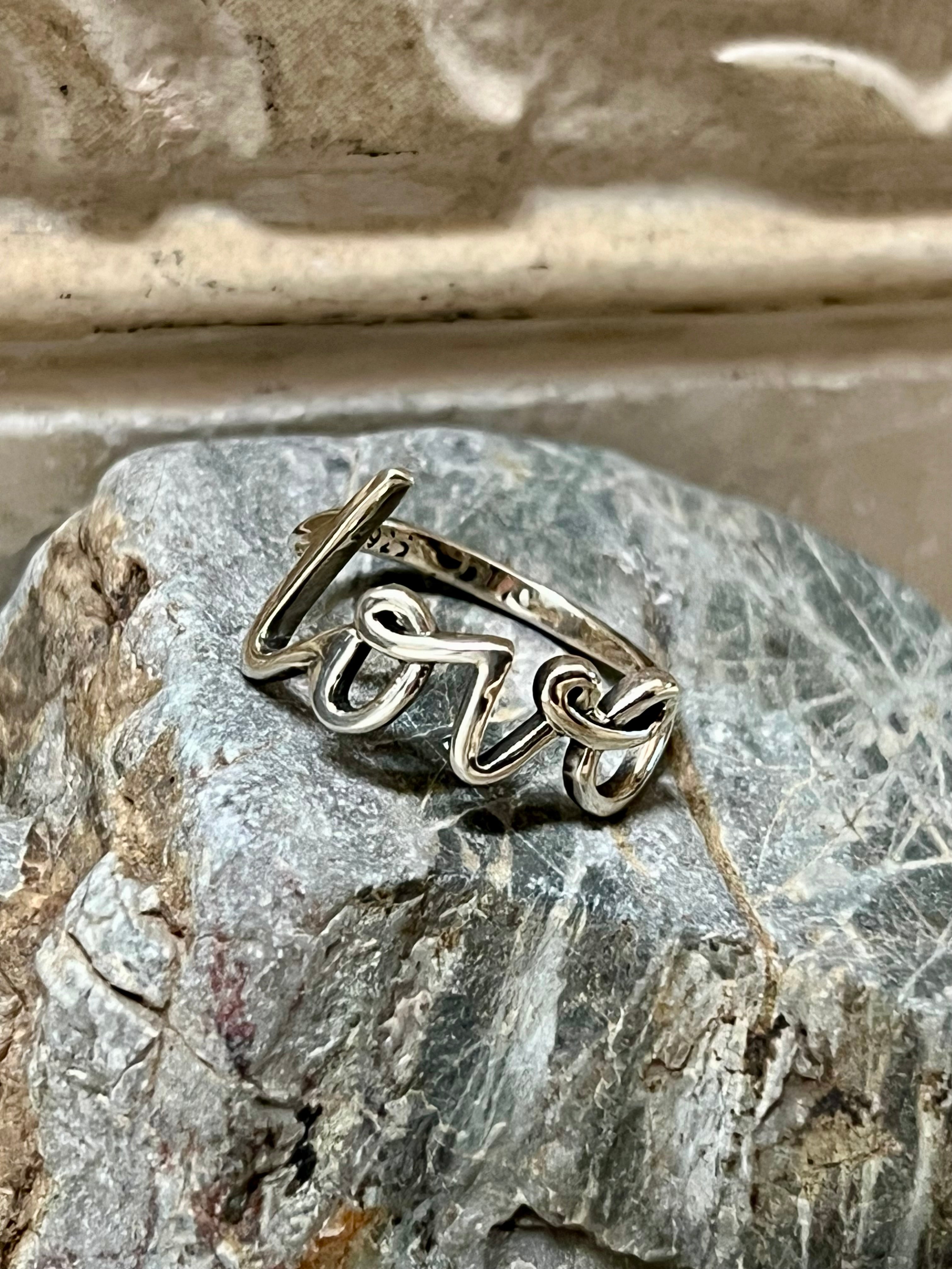Cursive Love Sterling Silver Ring