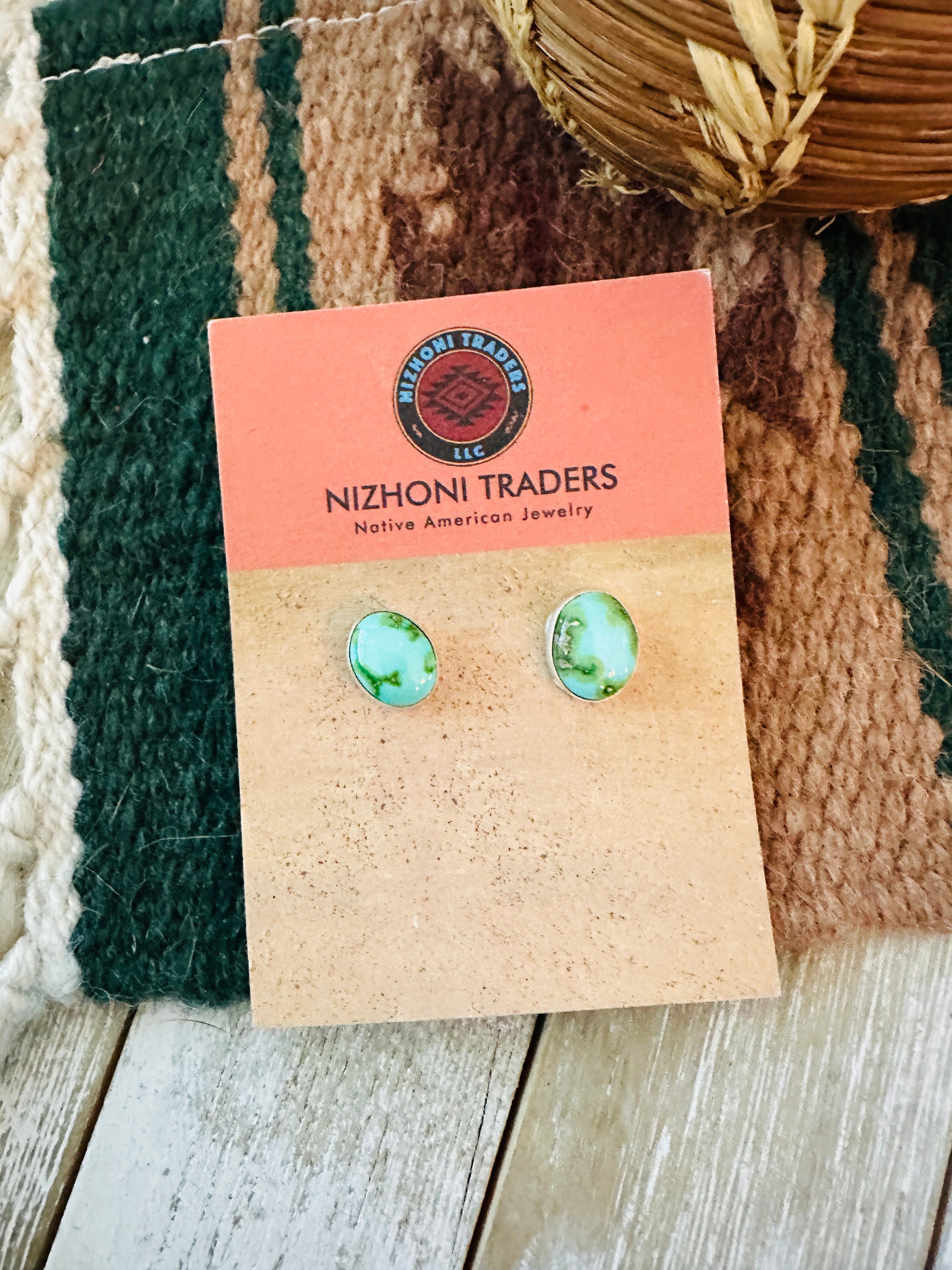 Handcrafted Sonoran Mountain Turquoise & Sterling Silver Stud Earrings