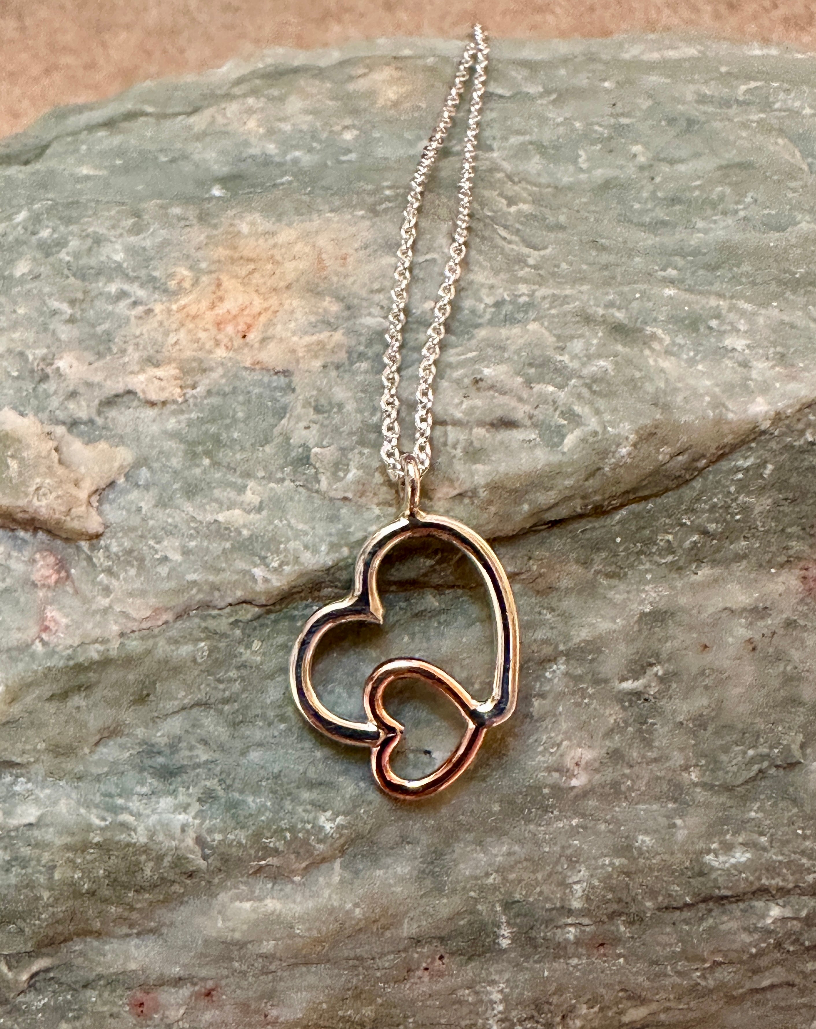 Sterling Silver & Copper Hearts Necklace