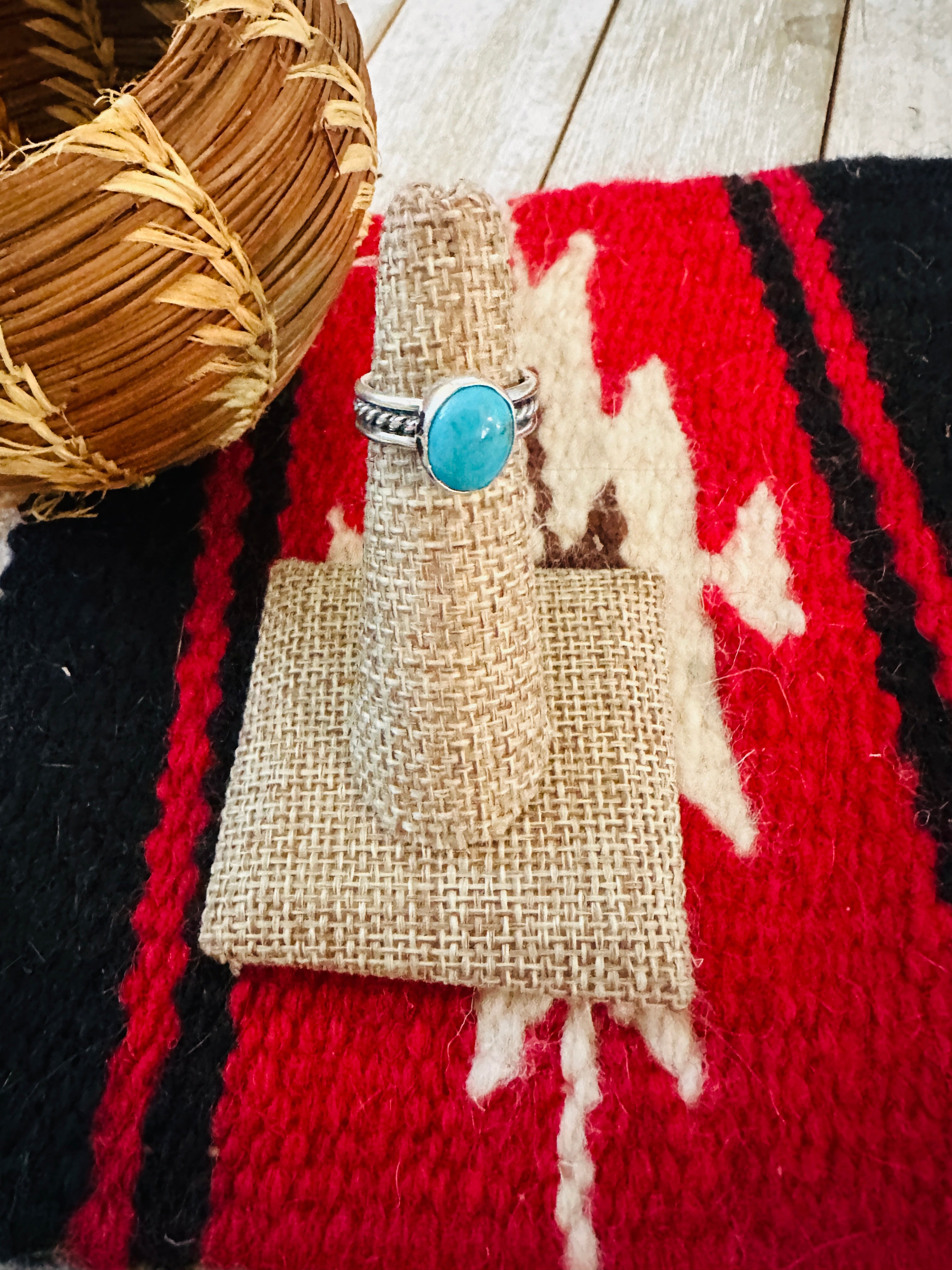 Navajo Turquoise & Sterling Silver Ring Size 4.5