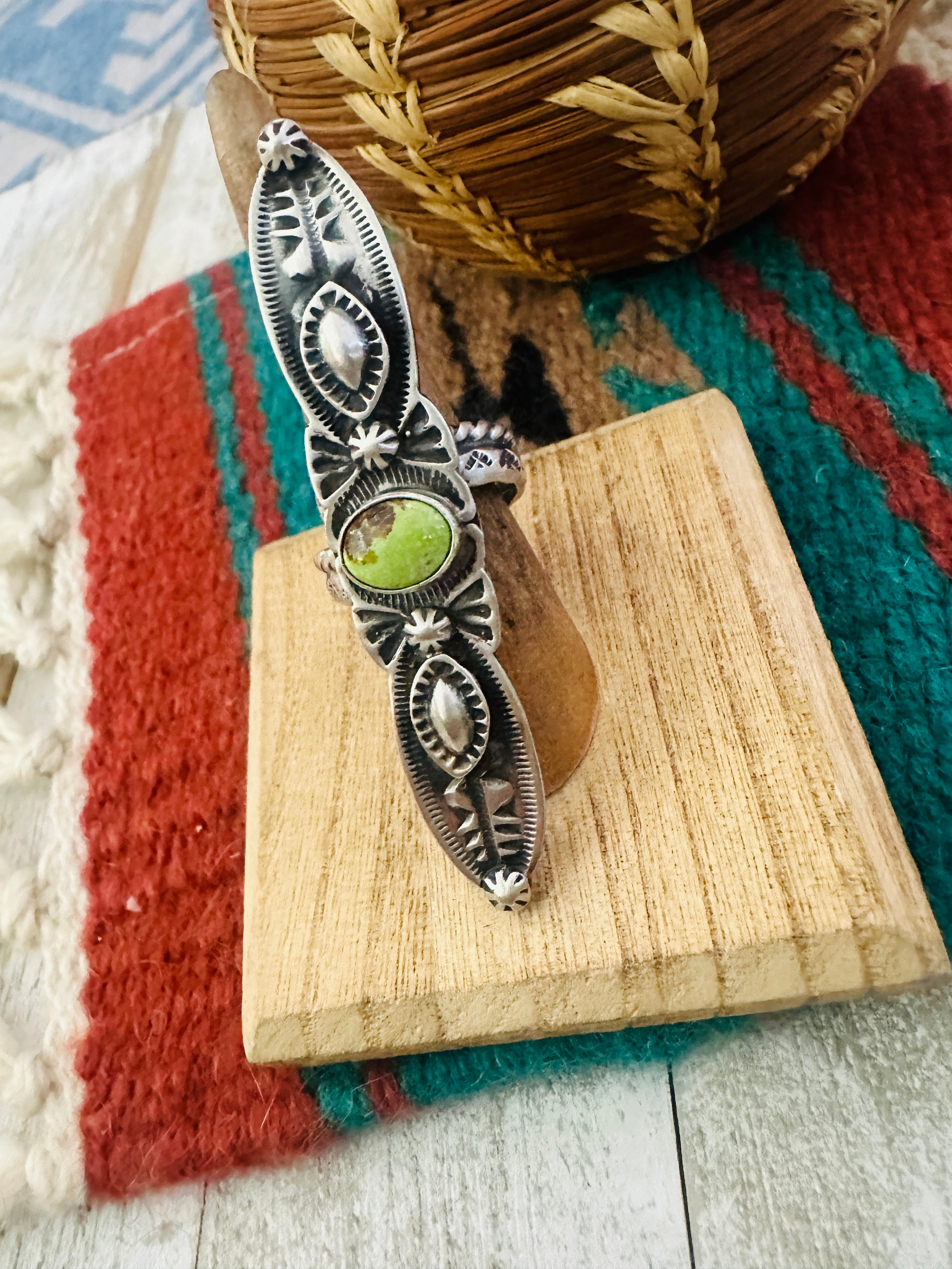 Handcrafted Sterling Silver & Turquoise Adjustable Ring