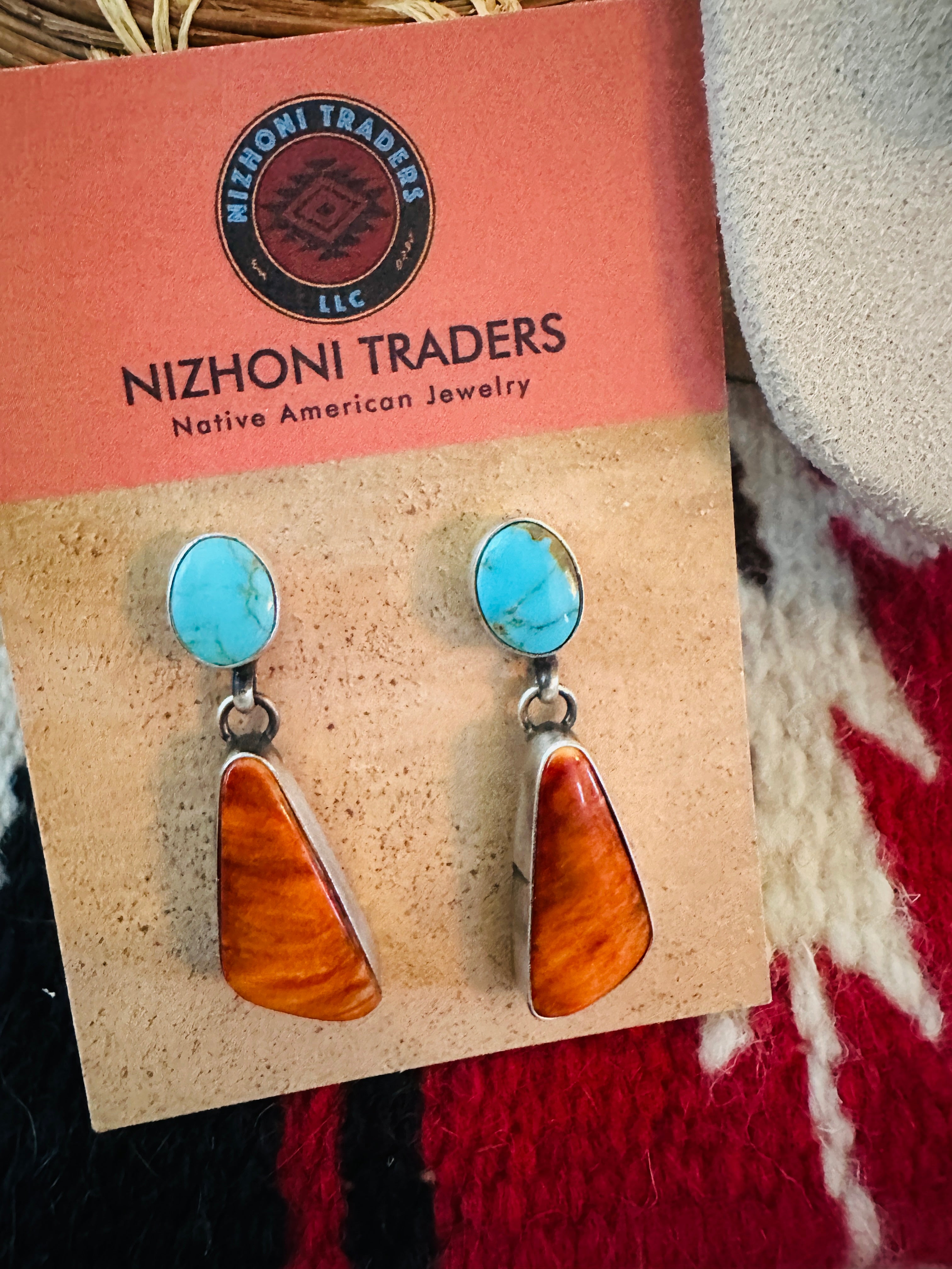 Handcrafted Spiny Oyster, Turquoise & Sterling Silver Necklace Set