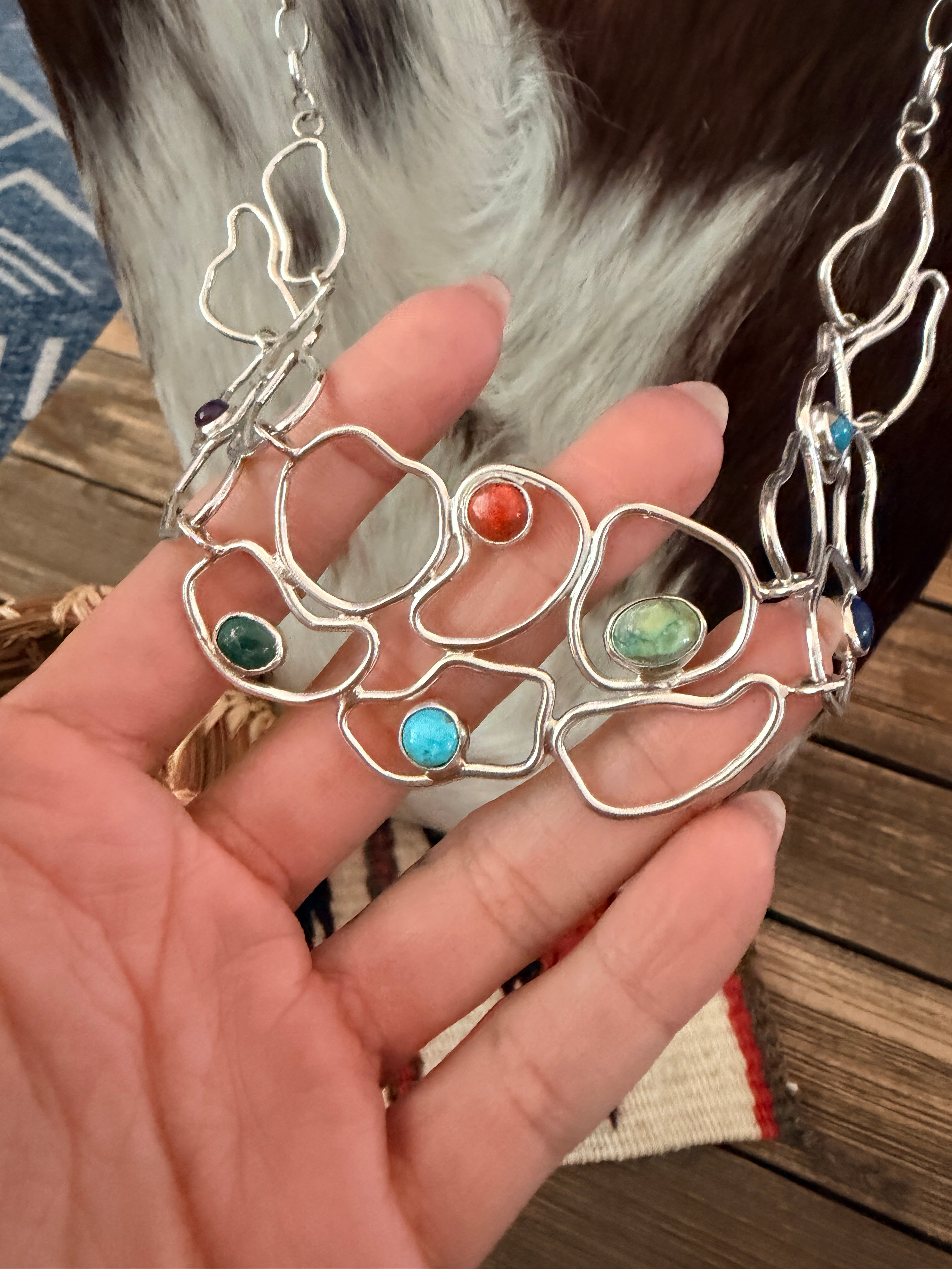 Handcrafted Multi Stone & Sterling Silver Necklace