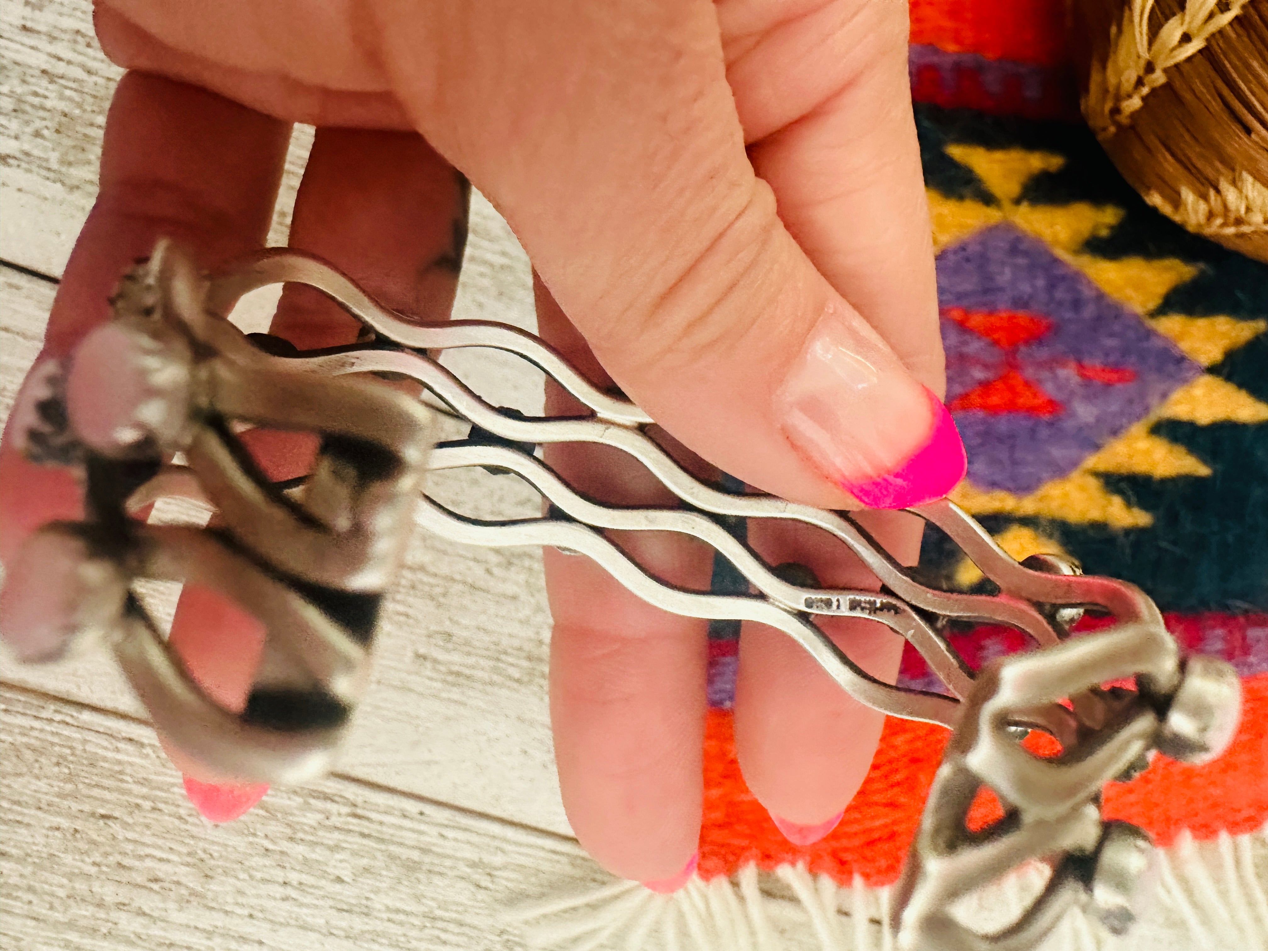 Queen Pink Conch Shell & Sterling Silver Cuff Bracelet