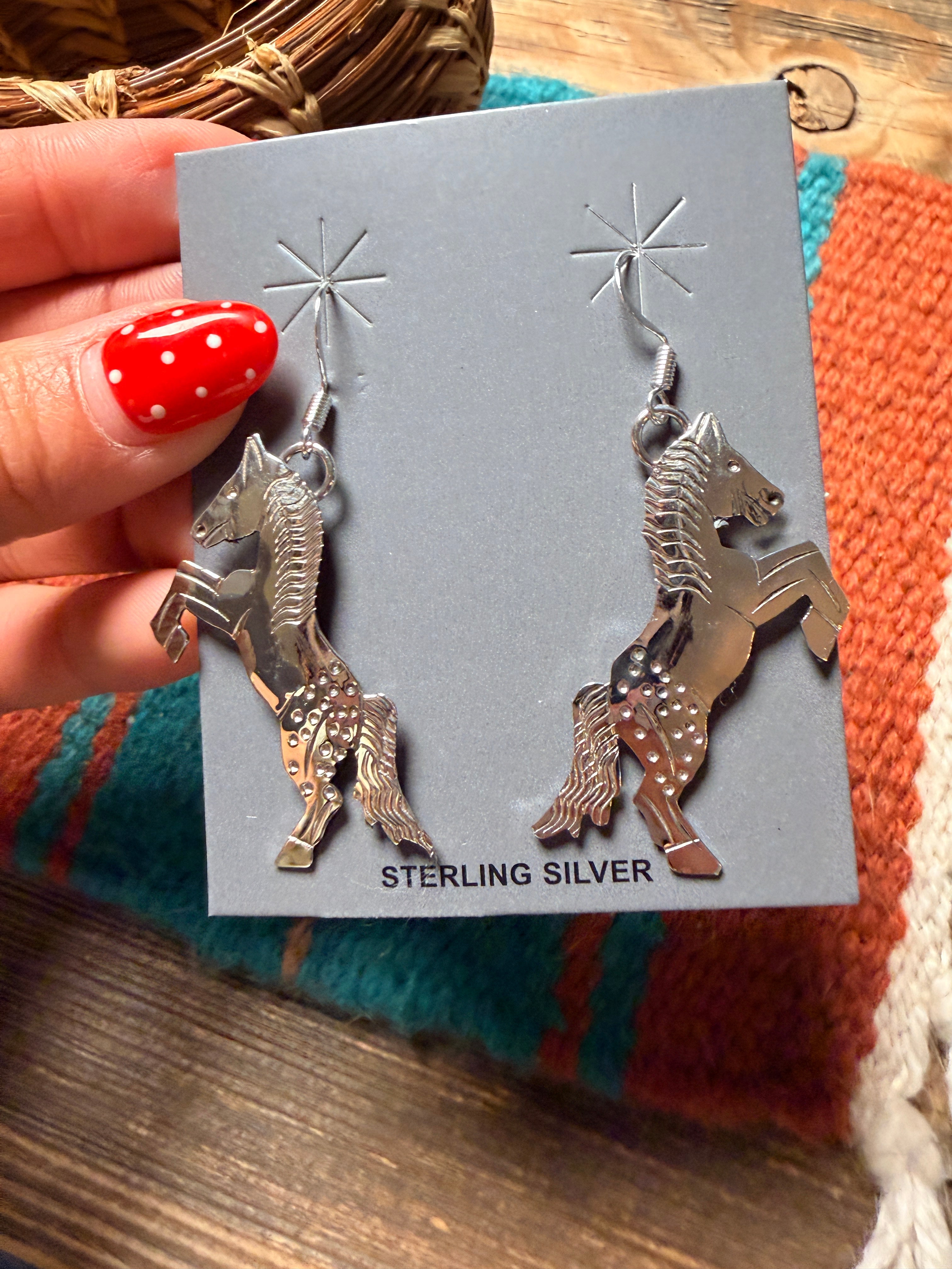 Handcrafted Sterling Silver Horse Dangle Earrings