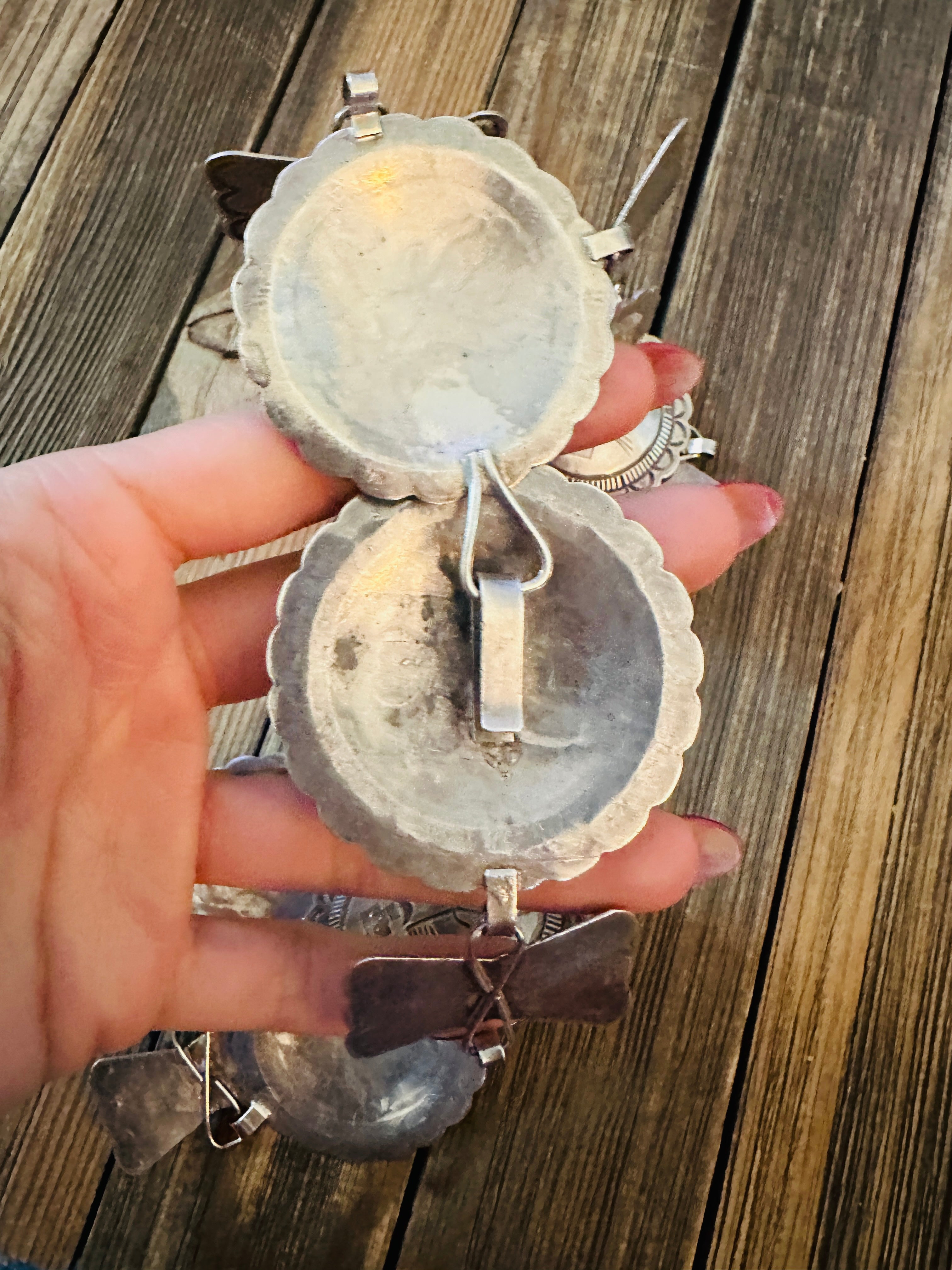 Handcrafted Vintage Old Pawn Sterling Silver Concho Belt