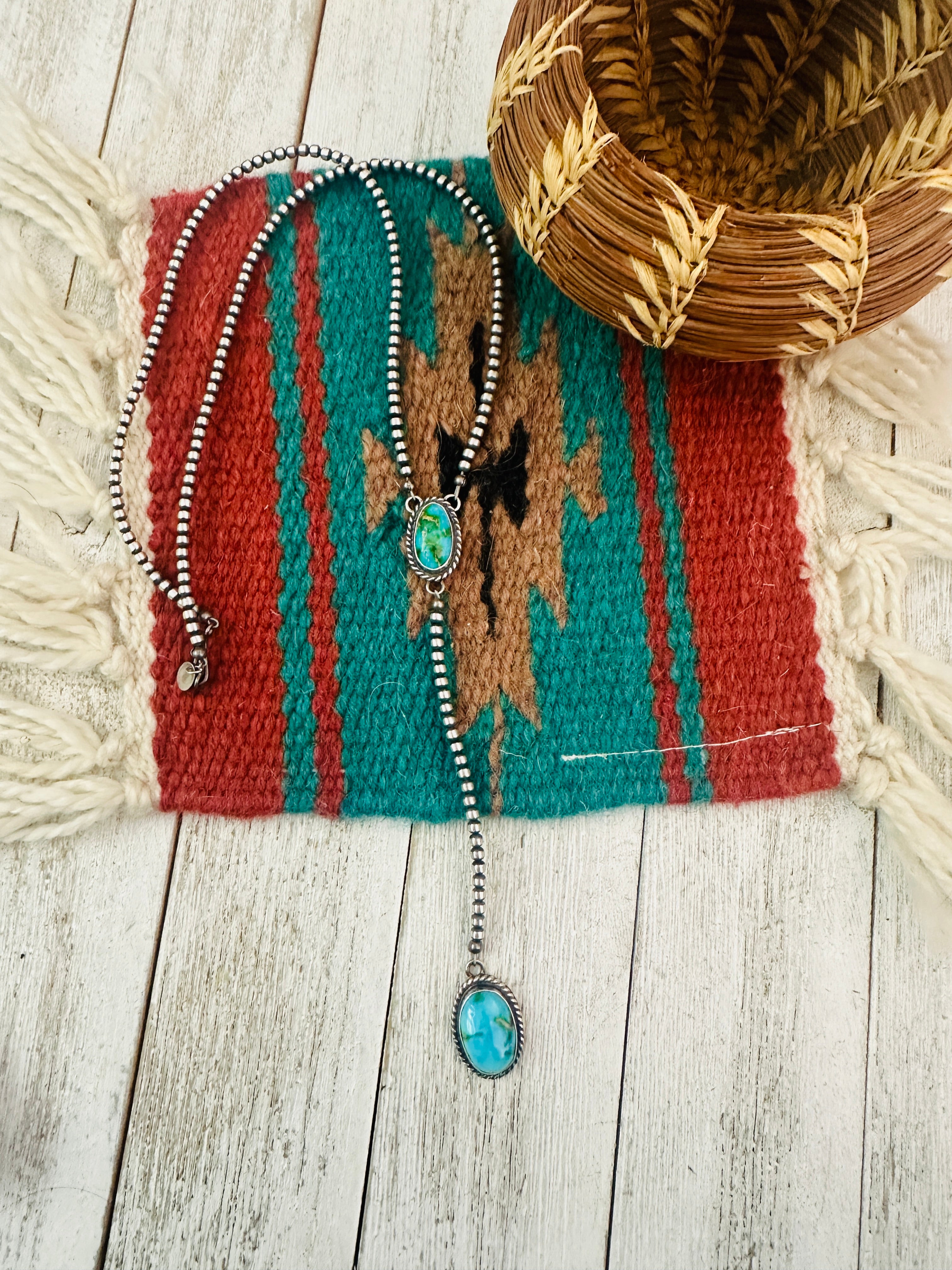 Handcrafted Sterling Silver & Sonoran Mountain Turquoise Beaded Necklace