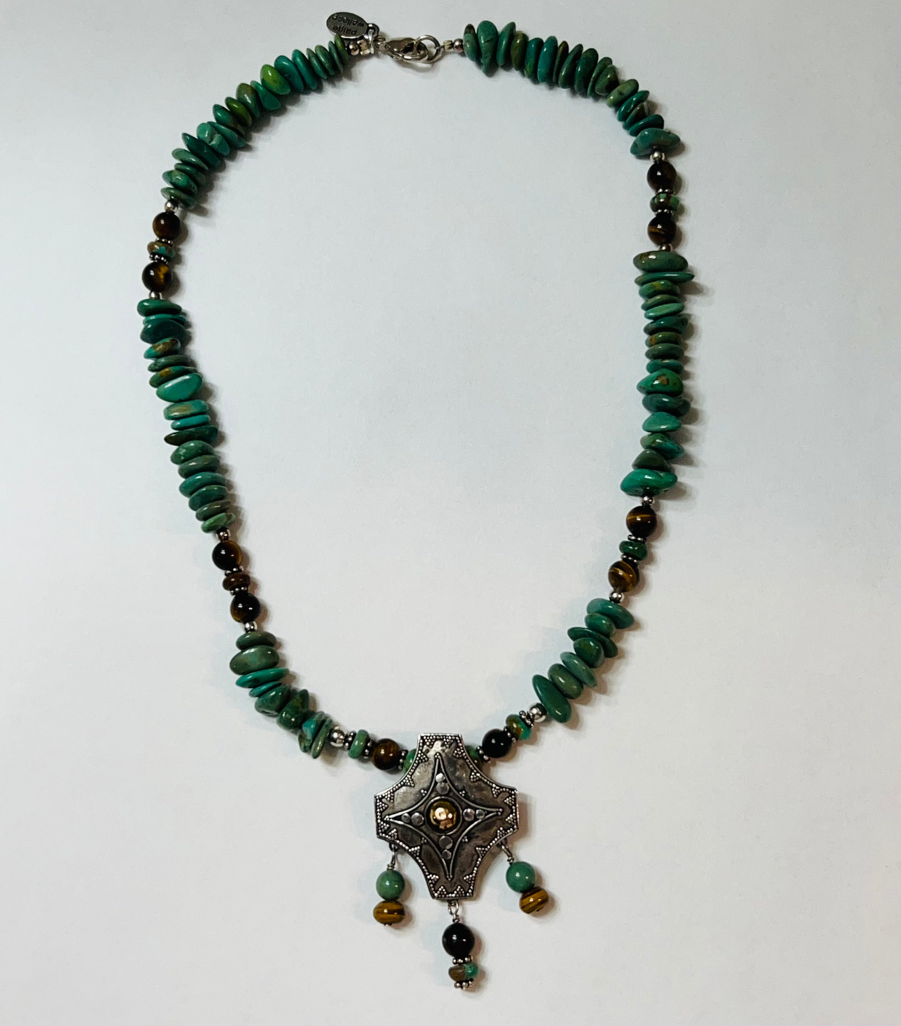 Sterling Silver Concho Cross Turquoise Necklace