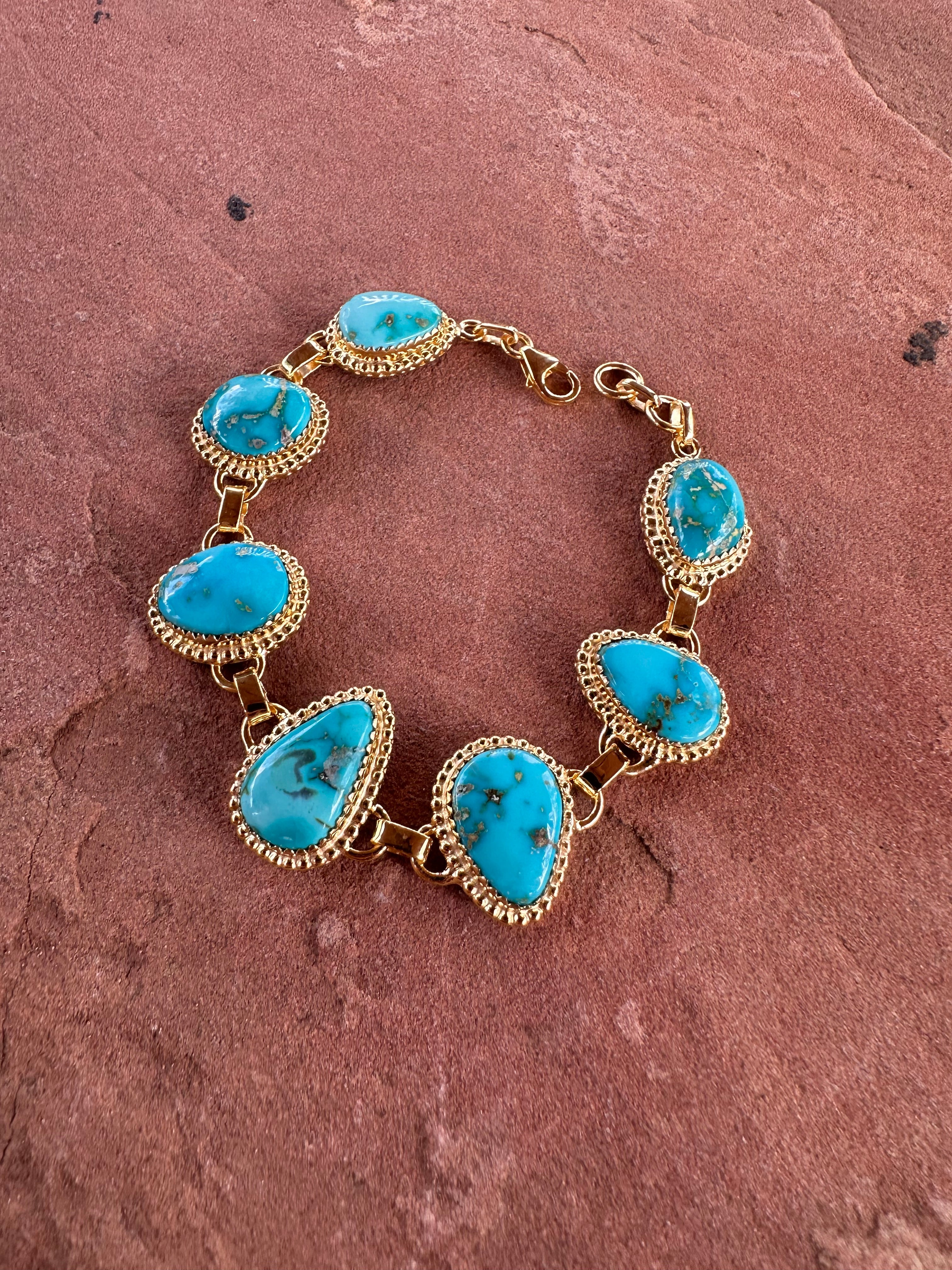 “The Golden Collection” Desert Sands Handmade Natural Turquoise Gold Plated Bracelet