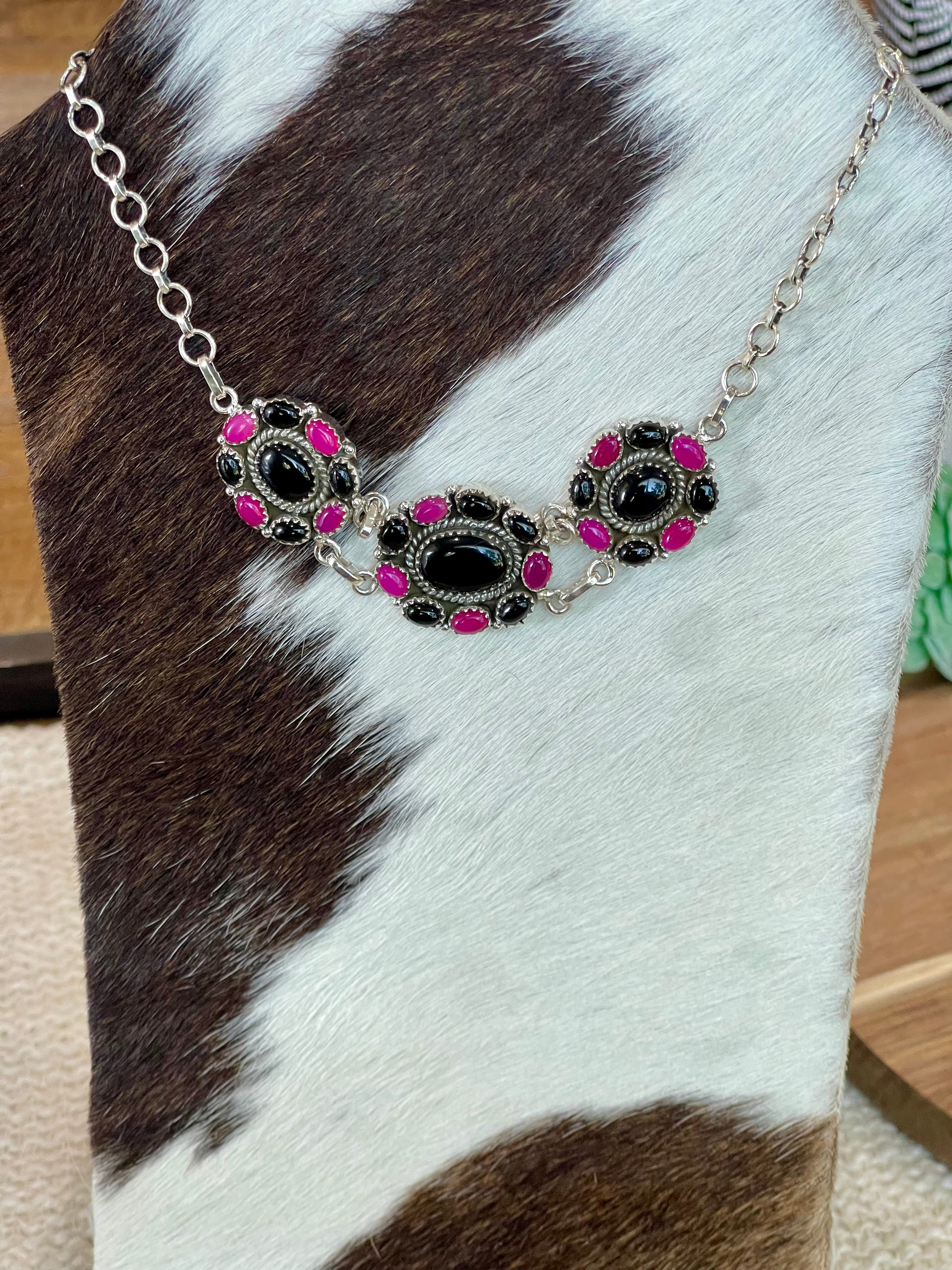 Beautiful Handmade Sterling Silver & Onyx Necklace And Earring Set