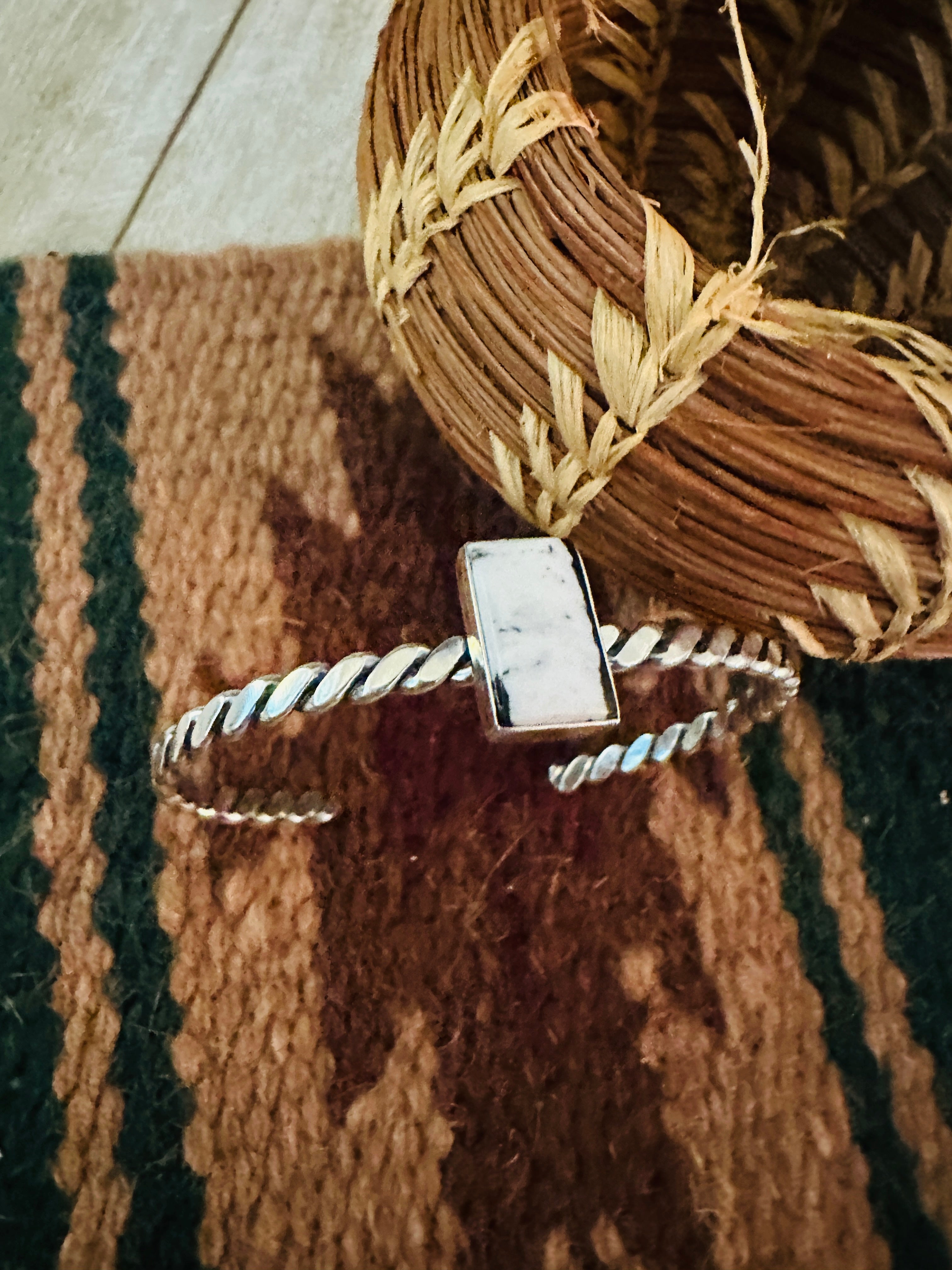 Handcrafted Sterling Silver & White Buffalo Cuff Bracelet