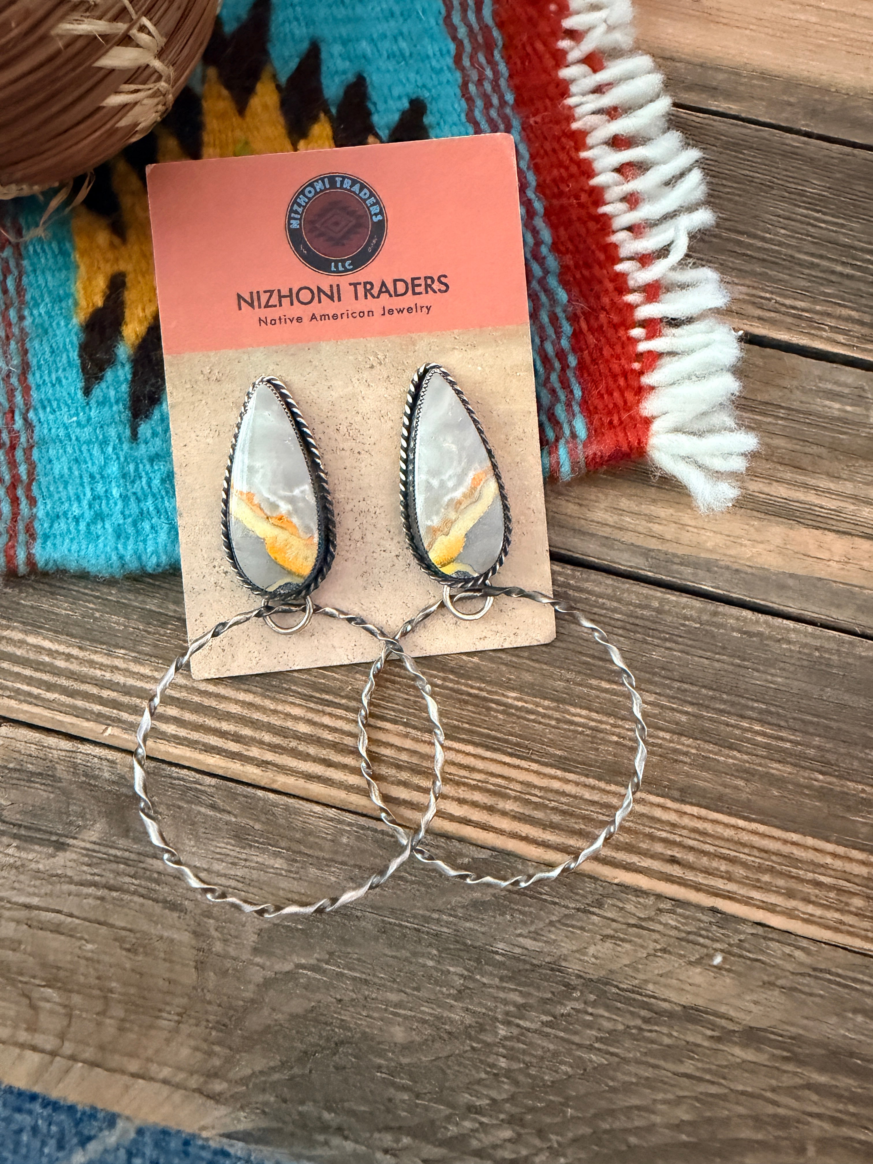 Handcrafted Bumblebee & Sterling Silver Hoop Earrings