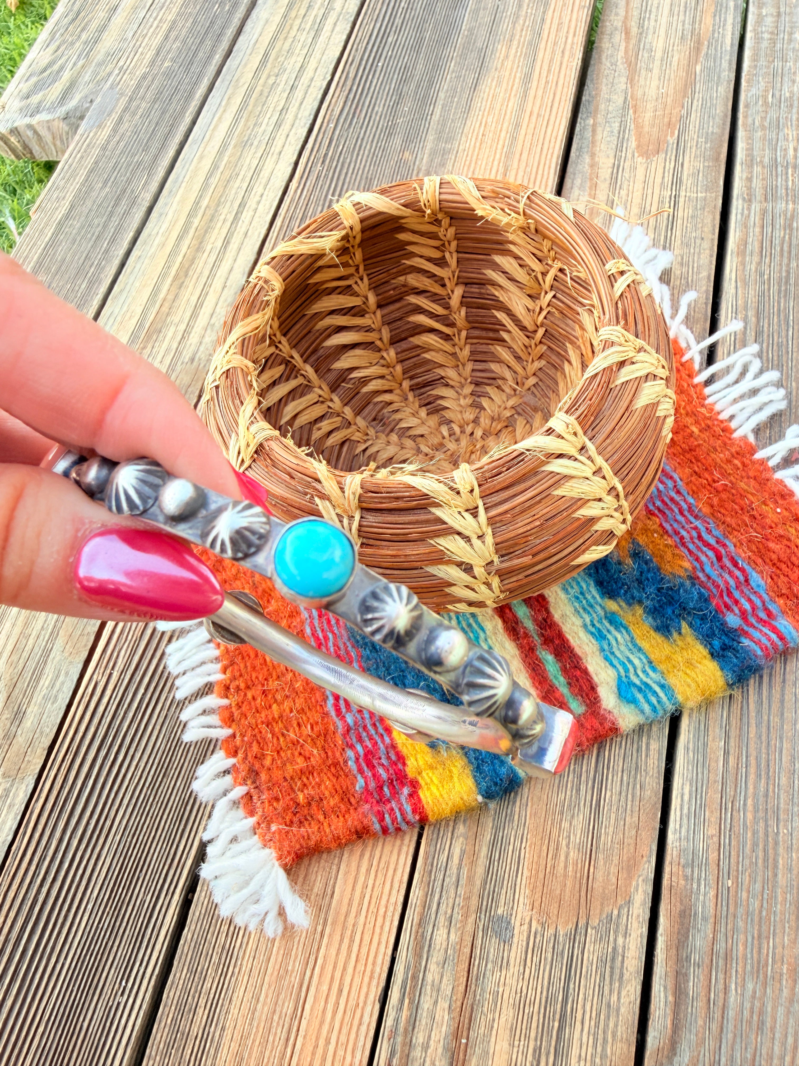 Handcrafted Multi Stone & Sterling Silver Bangle Bracelet by Chimney Butte