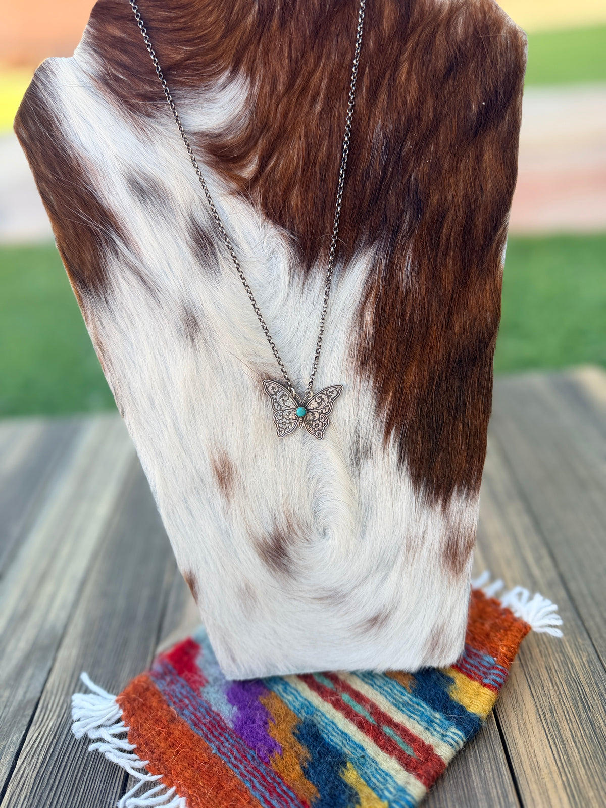 Handmade Sterling Silver & Turquoise Butterfly Necklace