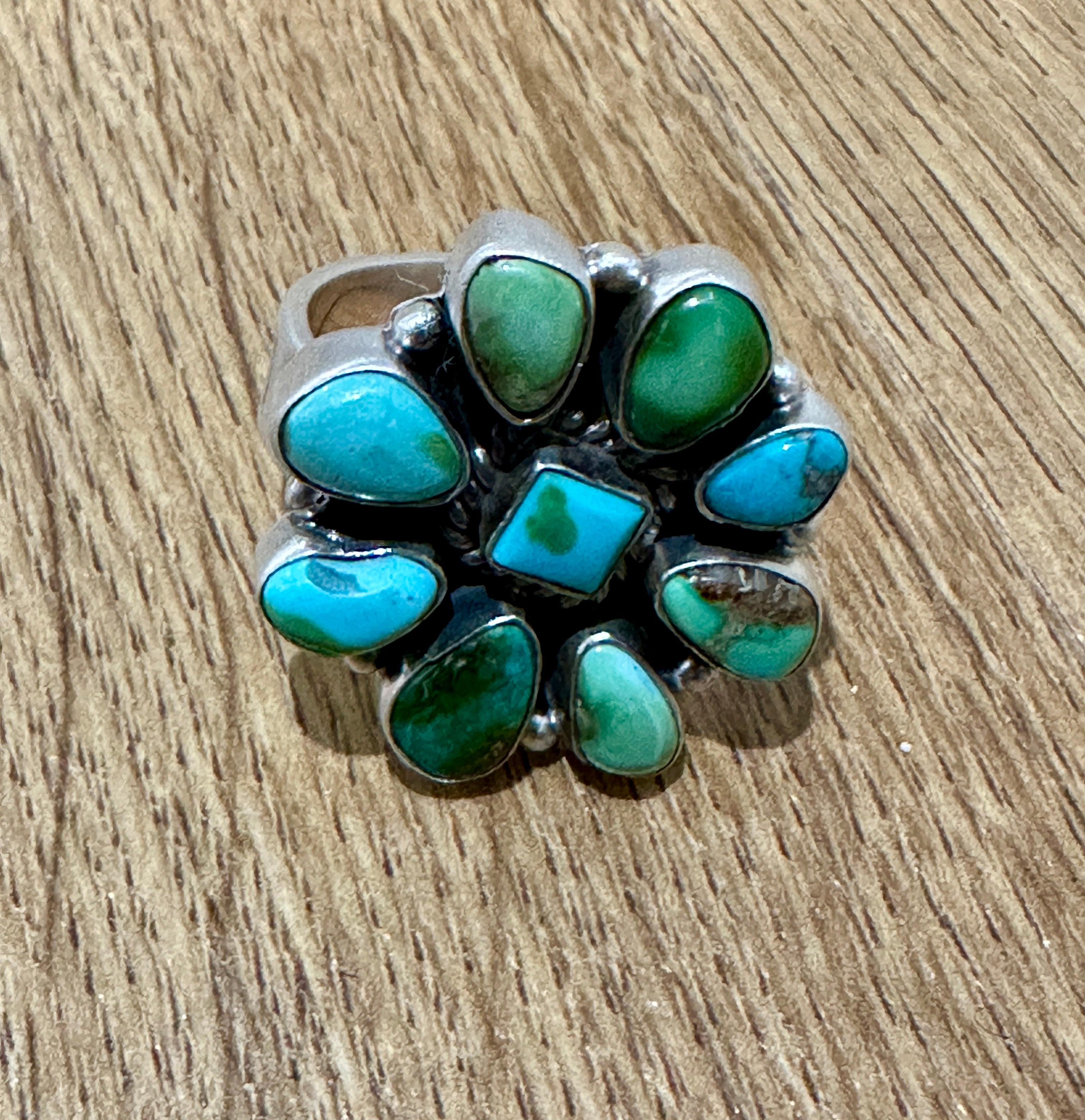 Beautiful Handmade Sonoran Mountain Turquoise And Sterling Silver Adjustable Ring